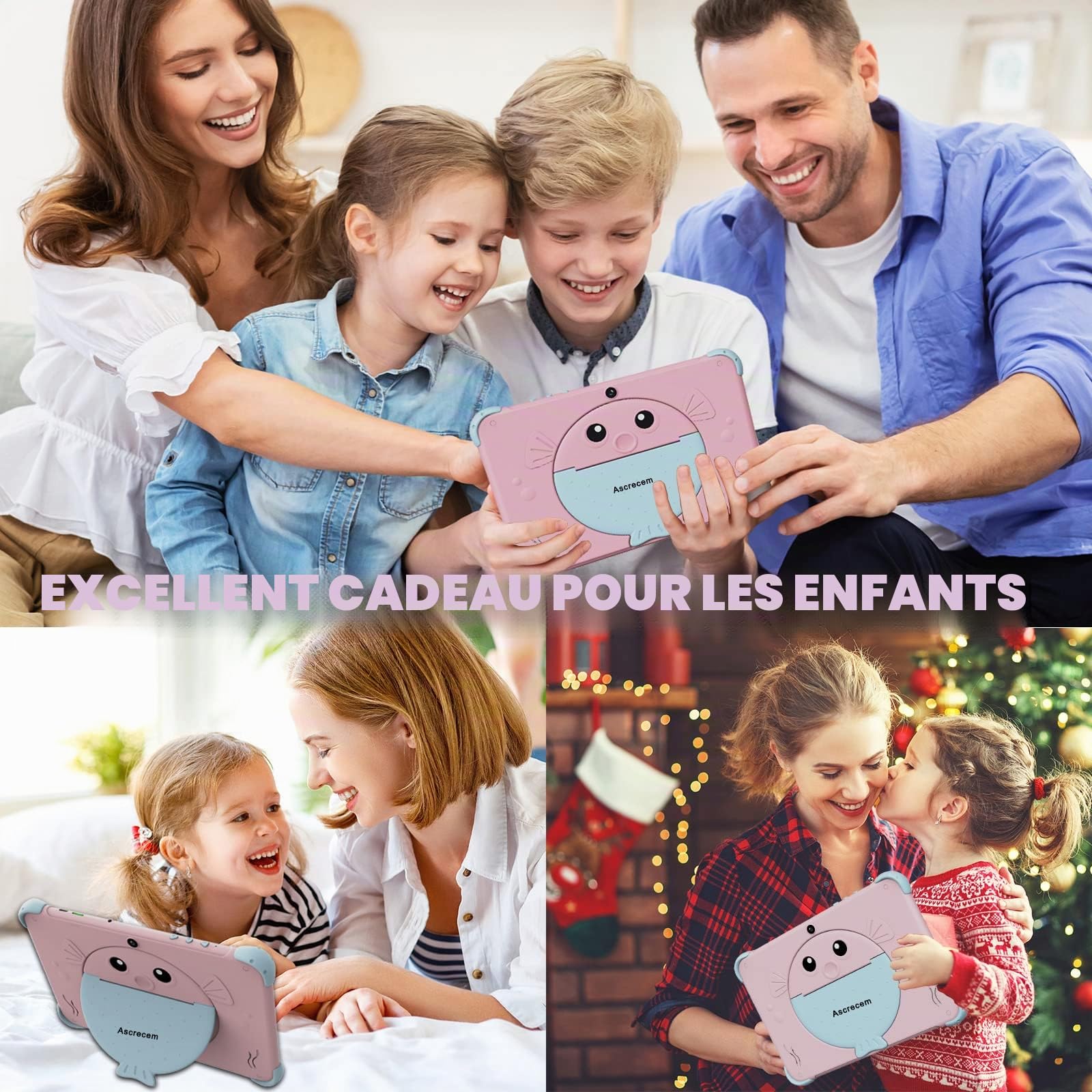 ascrecem Tablette Enfants KIDS707A-708 (Or Rose)