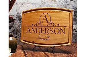Personalized Monogrammed Wood Cutting Board - Unique Custom Engraved Gift