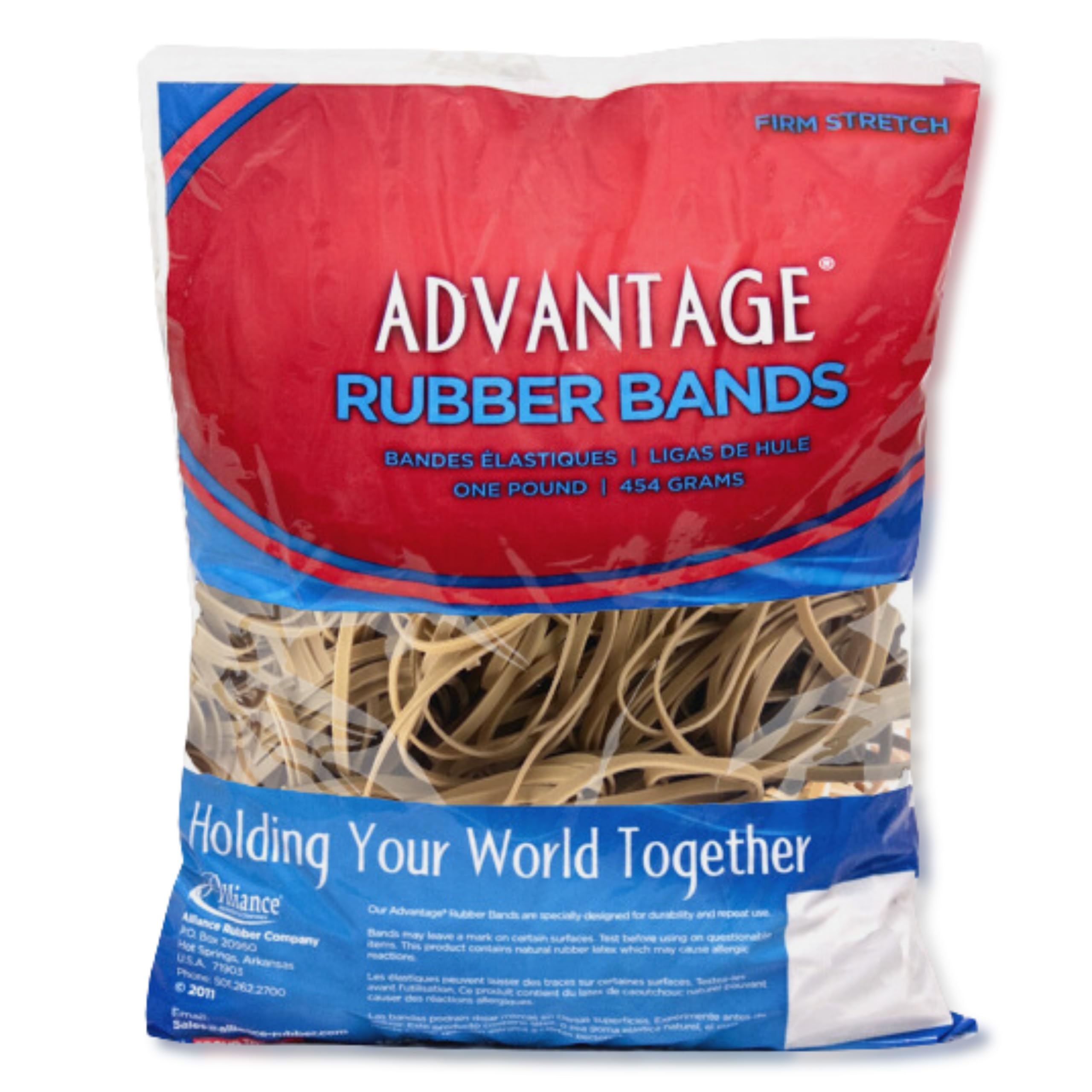 Alliance Rubber 26334 Advantage Rubber Bands Size #33, 1 lb Bag Contains Approx. 600 Bands (3 1/2" x 1/8", Natural Crepe) Beige