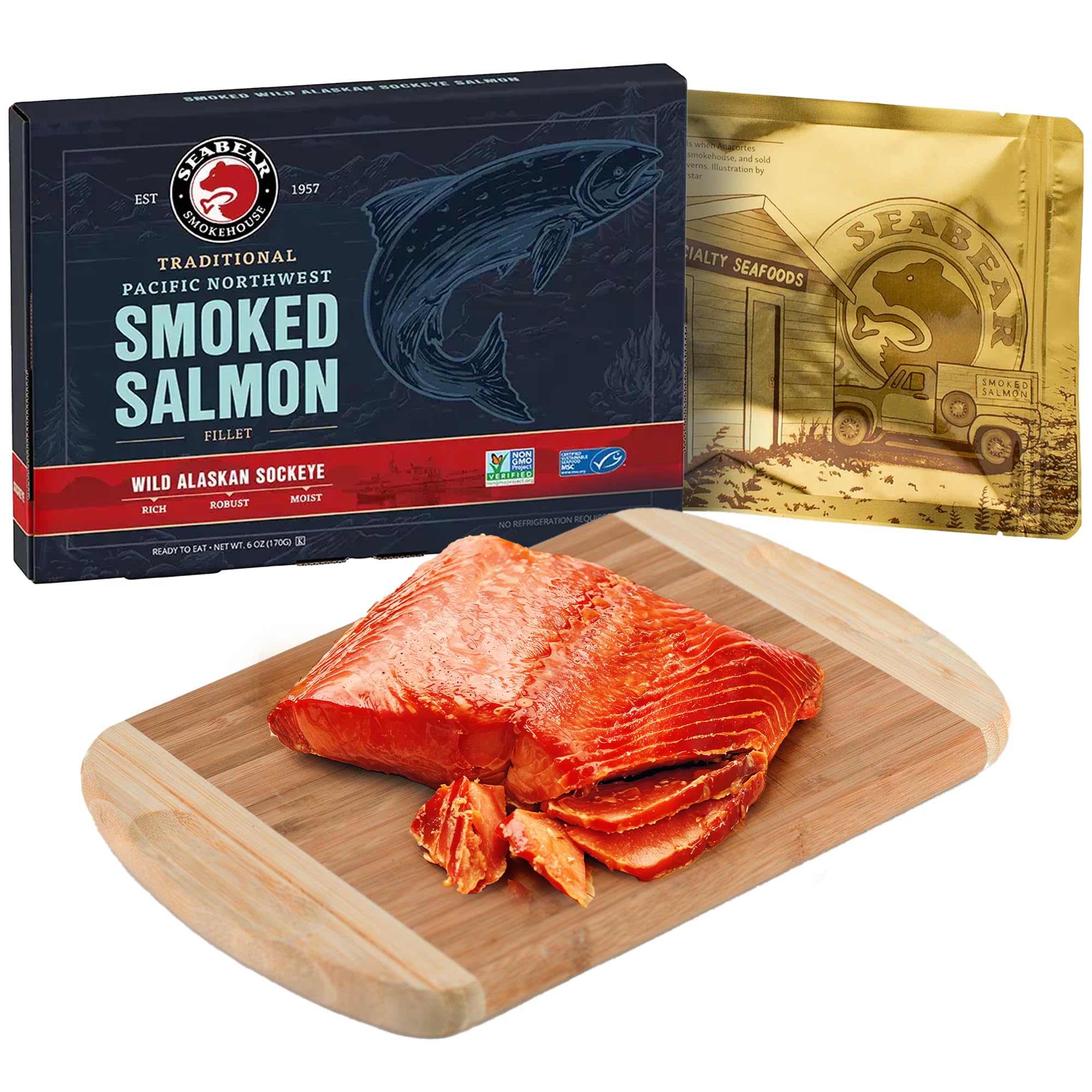 SeaBear Copper River Smoked Sockeye Salmon, 6 Ounce Units