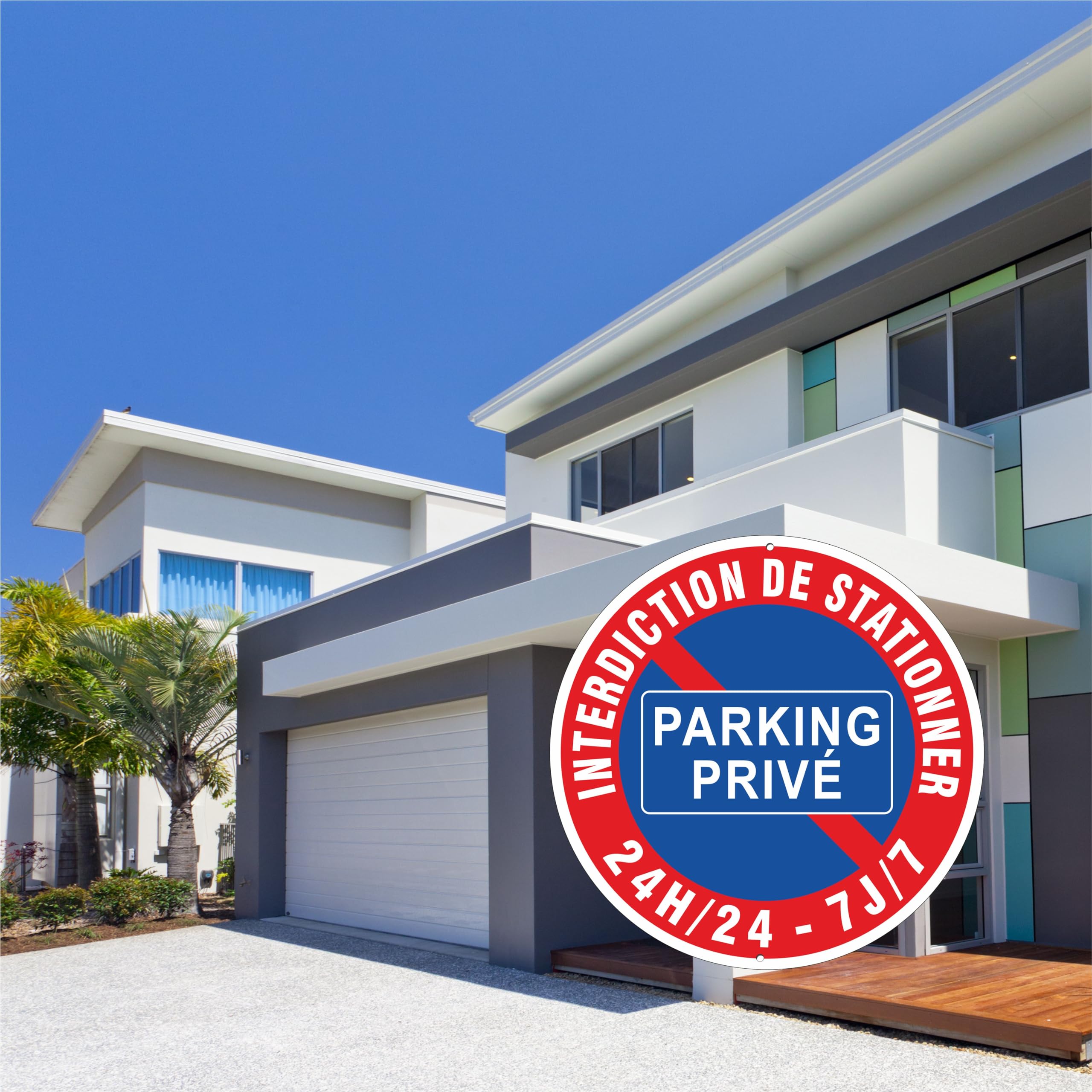 Pubblimania Parking Privé Panneau en aluminium composite de 3 mm. Pour usage extérieur ou intérieur (Parking Privè Cm Ø 30)
