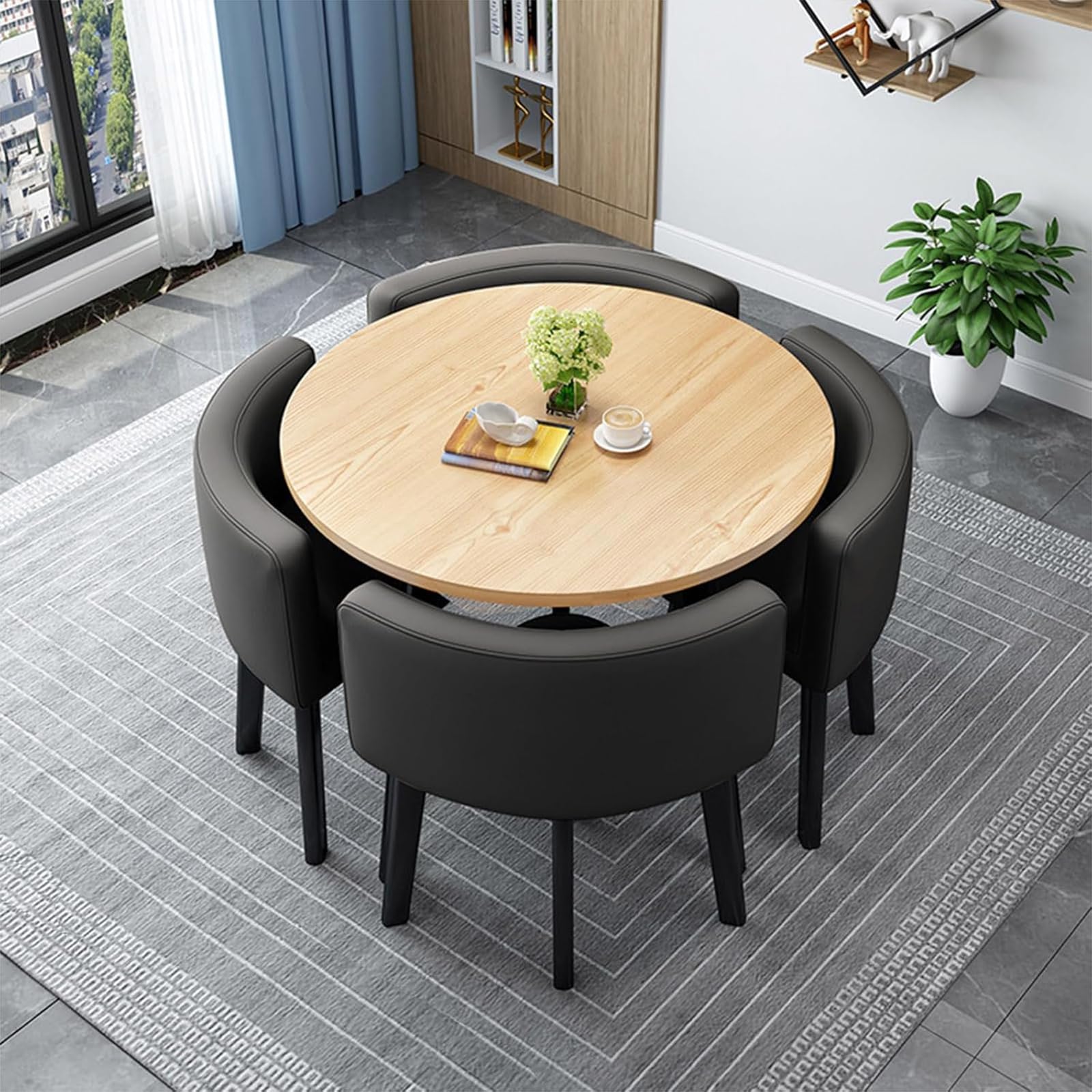 ASerZenith Dining Room Table And Chairs Set For 4 Round/Square Furniture Conference Room Table Modern Office Reception Room Club Table Business Negotiation Table And Chair Combination,06