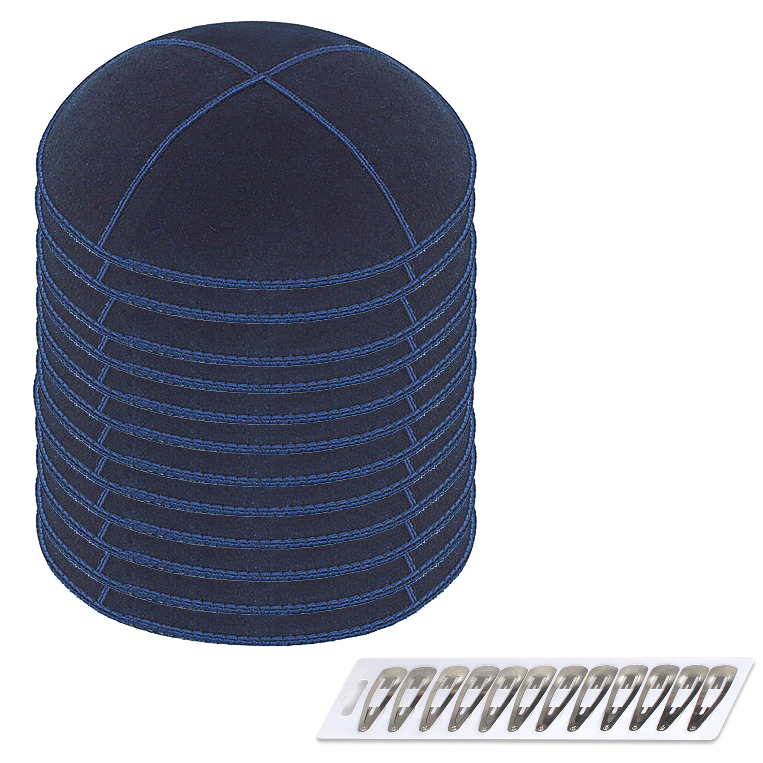 Zion Judaica Genuine Suede Kippot Bulk Packs or Single Pieces Clips Included