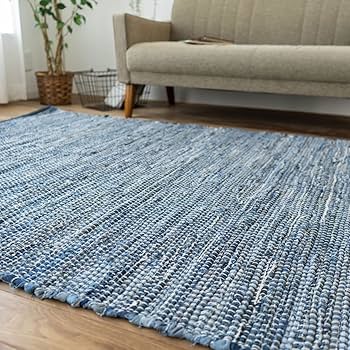 アスワン株式会社　裂き織　デニムラグマット　【業者クリーニング済】 アスワン株式会社 裂き織 デニムラグマット 【業者クリーニング済】