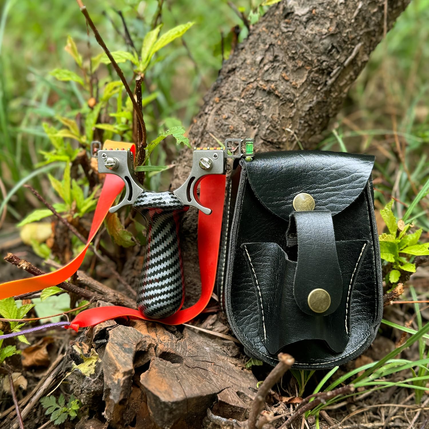 Zwille Profi Steinschleuder für Erwachsene Schleuderset mit Tasche Zielglocke Zubehör für Outdoor Sport Katapult Slingshot