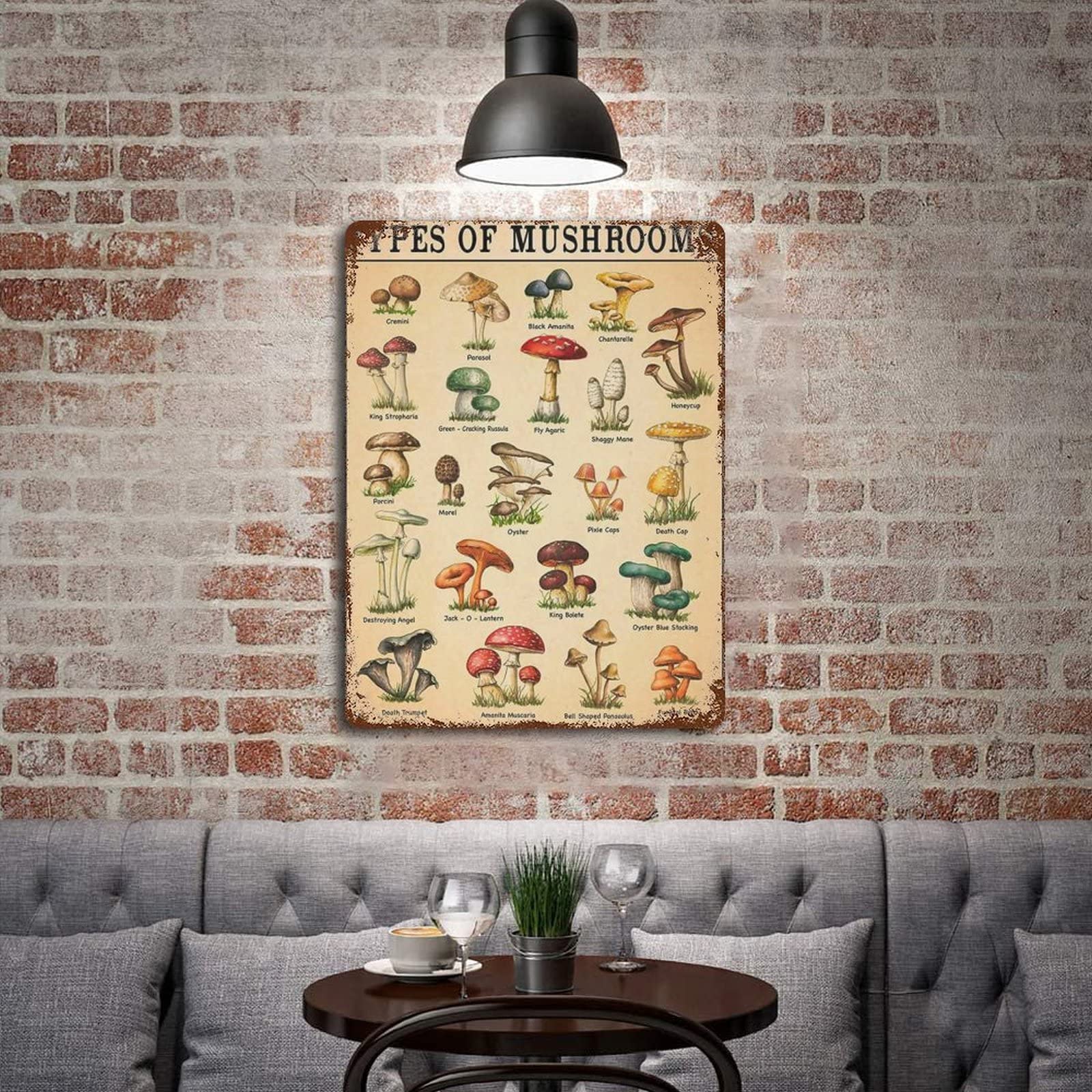 Geroclonup Arredamento Vintage a Fungo da Parete Segno di Latta Retrò a Fungo Segno di Metallo per Camera da Letto Immagini di Funghi per la Casa Arte da Parete Poster Decorazione da