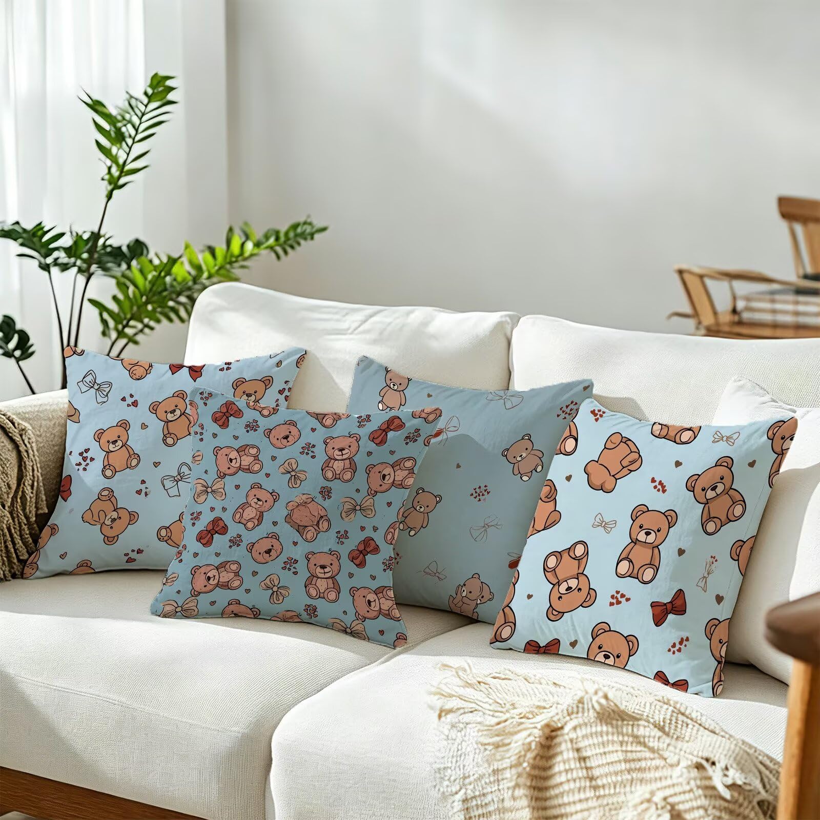 Cojines Exterior MarróN Funda Almohada 45x45cm Juego de 4, Cod-556