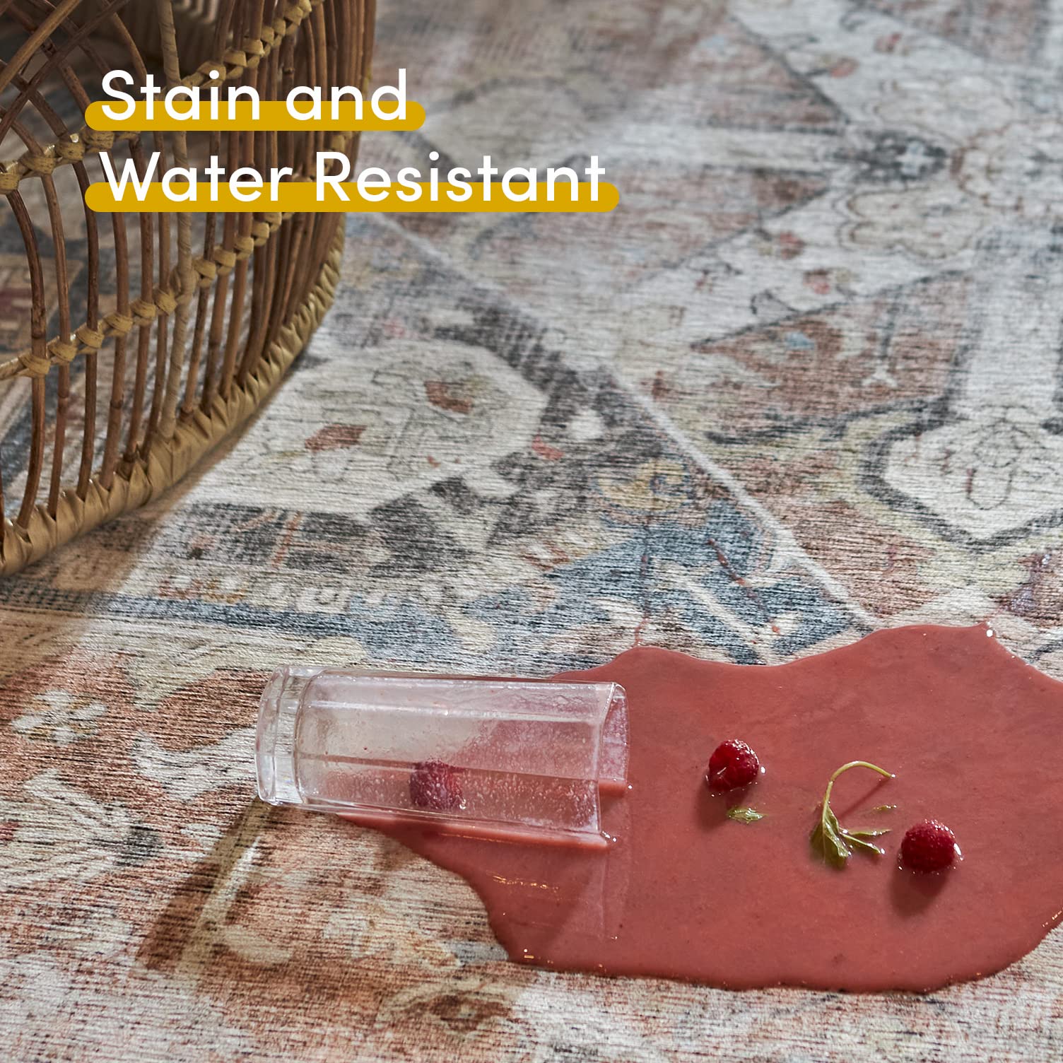 Ruggable Kamran Coral Machine Washable Area Rug Pet & Child