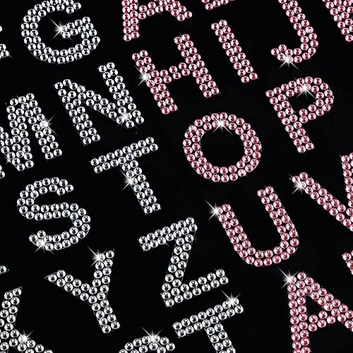 Miniatura 5 de 68 calcomanías de diamantes de imitación con purpurina del alfabeto, calcomanías de 34 letras autoadhesivas para arte, manualidades, ropa,