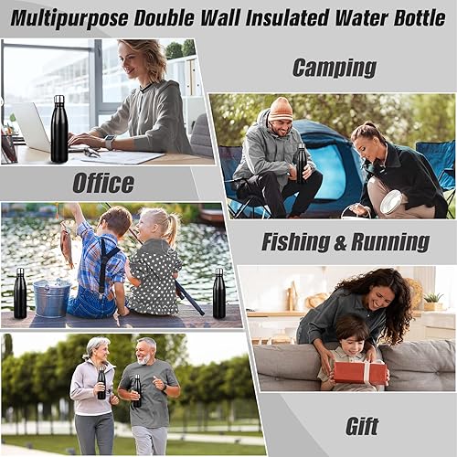 Miniatura 6 de Sfee Botella de agua aislada, botellas de agua de acero inoxidable de 17 onzas, botellas de agua reutilizables al vacío de doble pared a prueba de