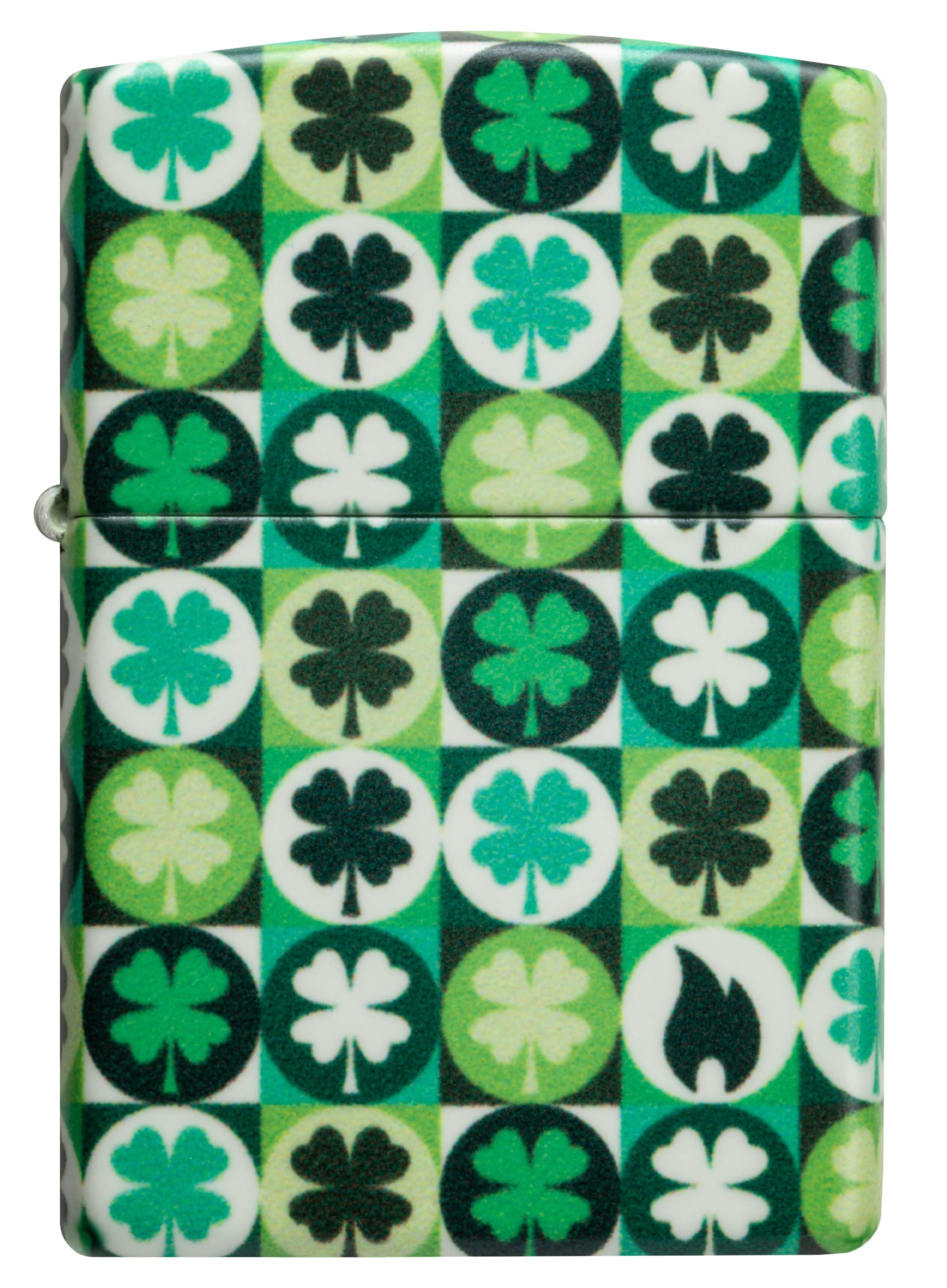 Zippo Briquet Tempête - Modèle Clover avec Trèfles - Vert 540 Color, Lueur dans Le Noir - Rechargeable - Réutilisable - Design Coupe-Vent - Coffret Cadeau - Fabriqué aux États-Unis