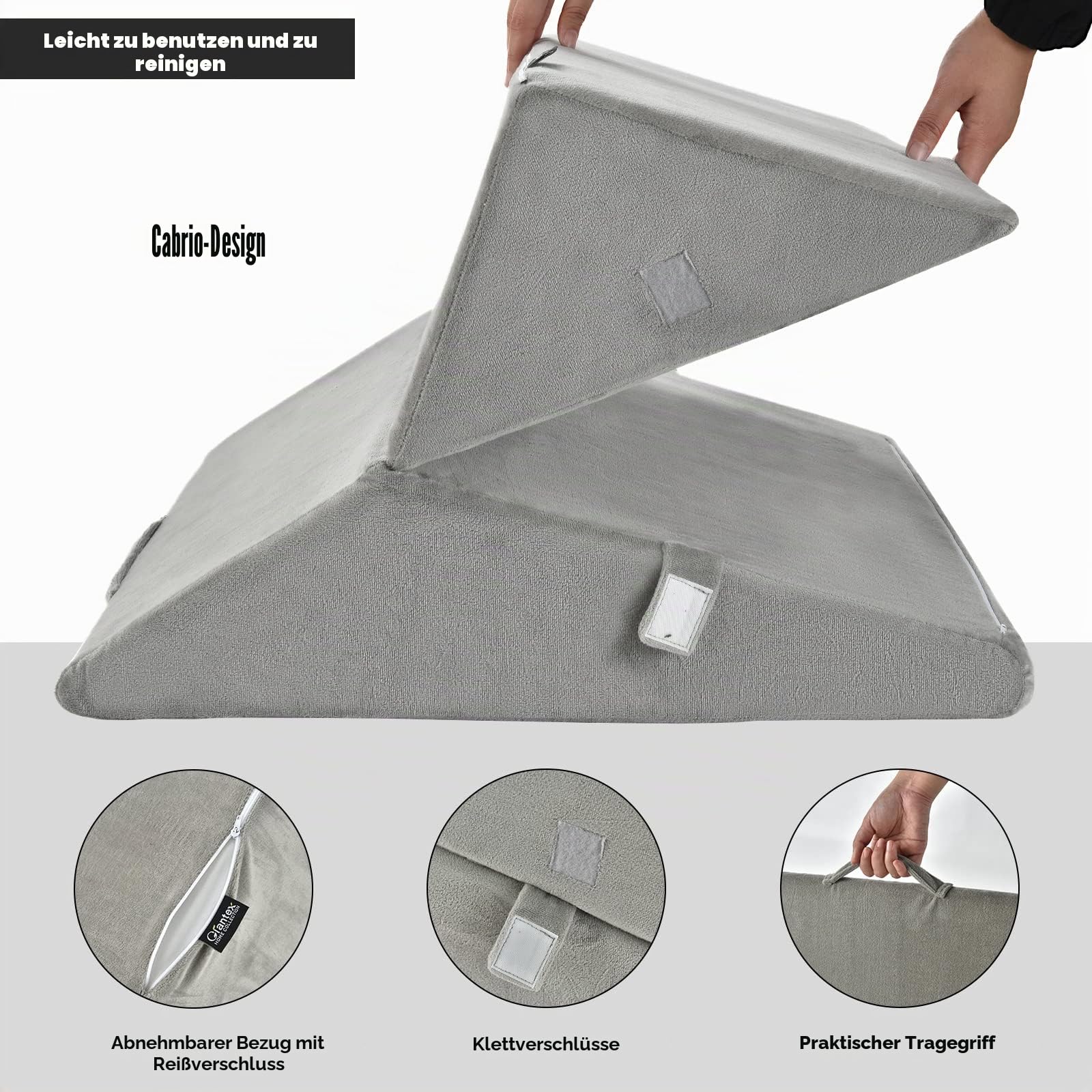 LIFEZEAL Ergonomisches Keilkissen für Bett & Sofa, Lesekissen aus Memory Schaum, Ideal Rückenkissen beim Spielen & Fernsehen, Rückenlehne mit Waschbarem Bezug,58 x 36 x 50.5cm