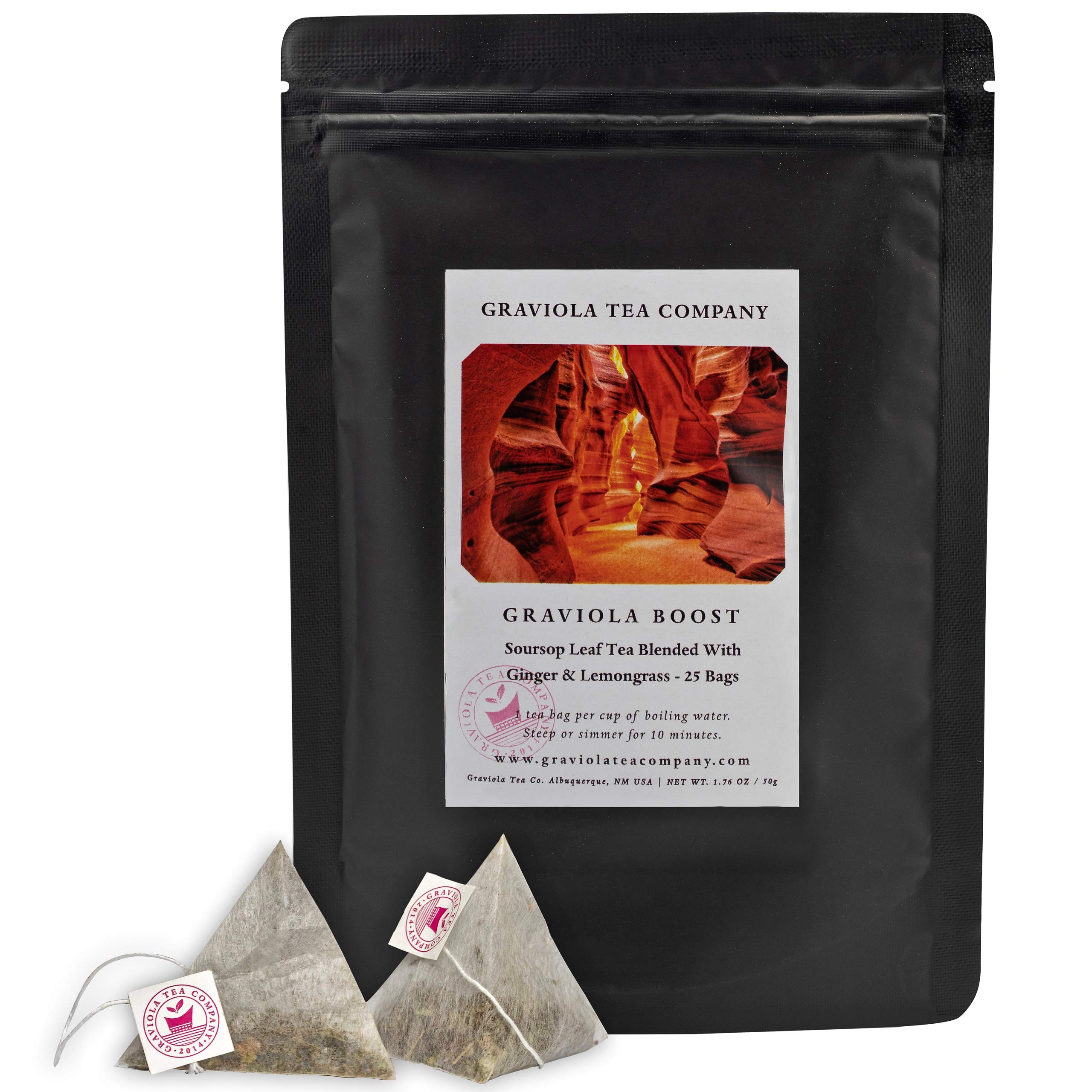 Graviola Boost - Soursop Leaf Tea Blended With Ginger & Lemongrass - 25 Bags