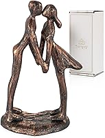 SZIQIQI 7th Anniversary Copper Kissing Couple Figurine - 7 Year Wedding Gift for Him Her, Christmas Birthday Valentines Sculpture