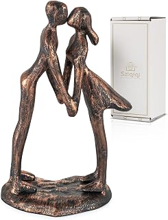 SZIQIQI 7th Anniversary Copper Kissing Couple Figurine - 7 Year Wedding Gift for Him Her, Christmas Birthday Valentines Sculpture