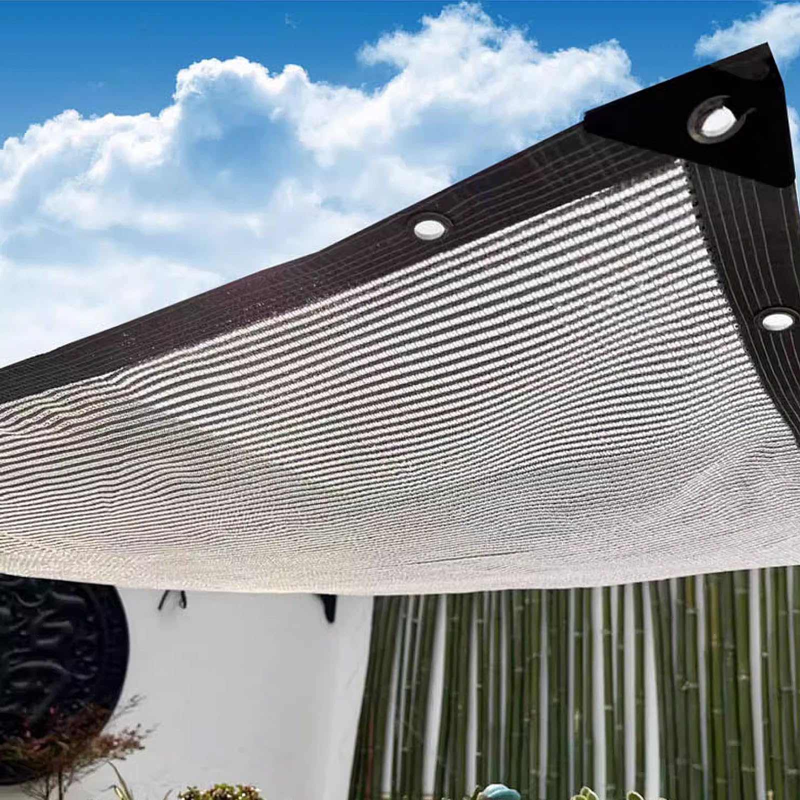 55% tkanina do roślin oddychająca siatka kwiatowa szklarnia ochrona przed słońcem folia aluminiowa Sn przelotki w zestawie (3 x 9 m 9 m)