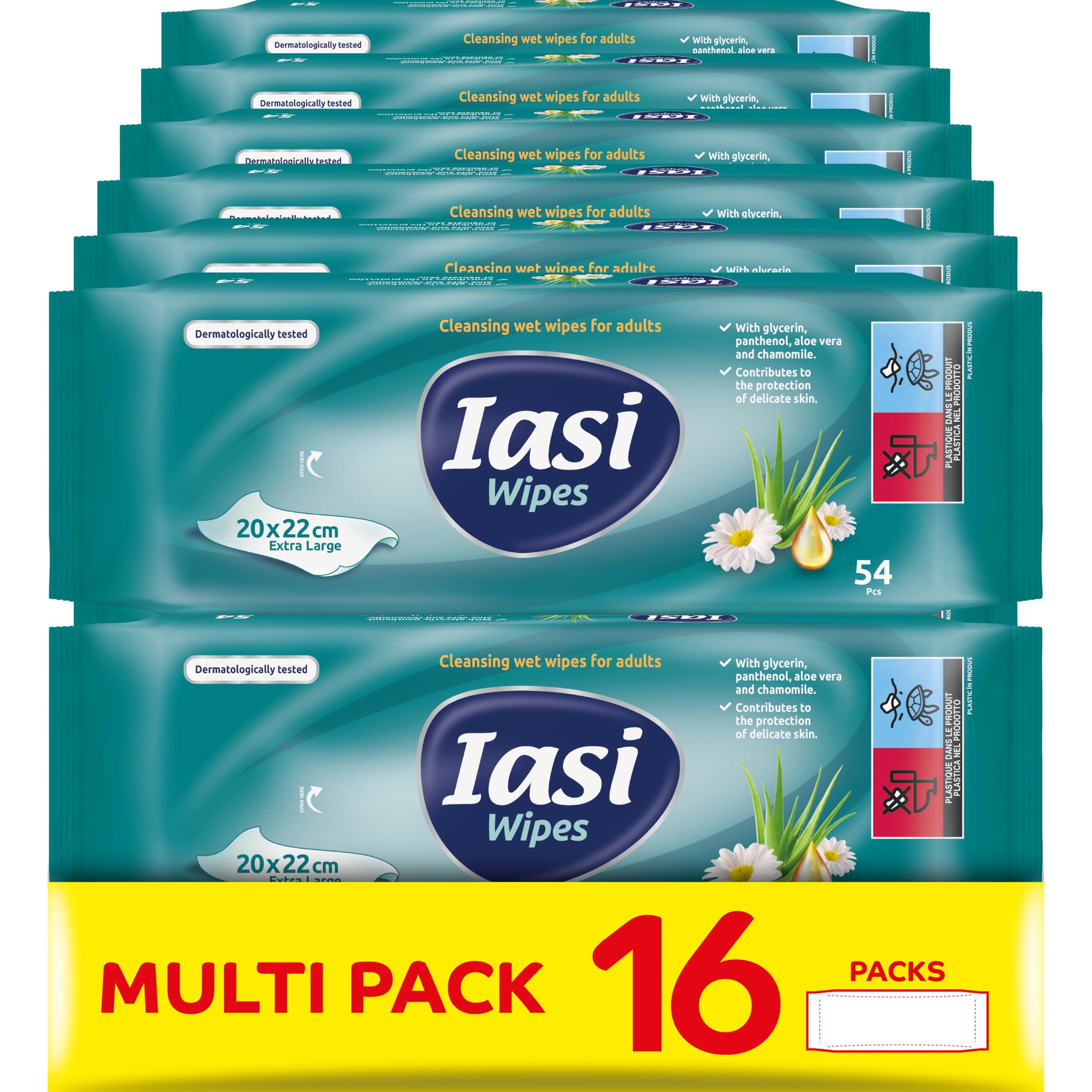 IASI Salviette Umidificate XL per Adulti, Ripristinano il PH naturale della pelle, Igiene Intima e Corpo, Senza Risciacquo, 864 unità