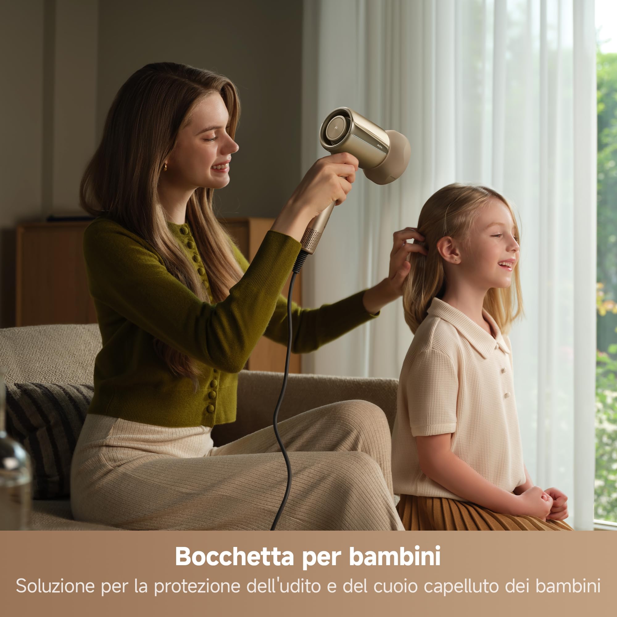 MOVA Shine 20 Asciugacapelli, regolazione automatica delle modalità, Oro | phon capelli motore ad alta velocità, protezione dei capelli al plasma, monitoraggio NTC 1000/s, più modalità di asciugatura