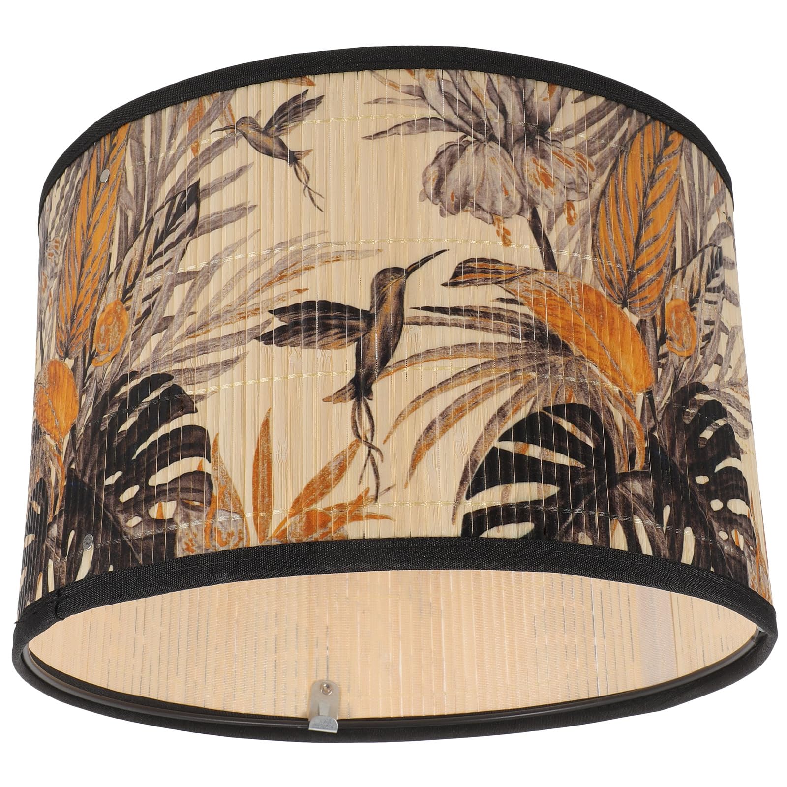 Paralume in Bambù Intrecciato per Lampada da Soffitto da 30 CM, Struttura a Ragno Clip su Tamburo, Stile Vintage, Accessori per Lampada Sospesa in Soggiorno