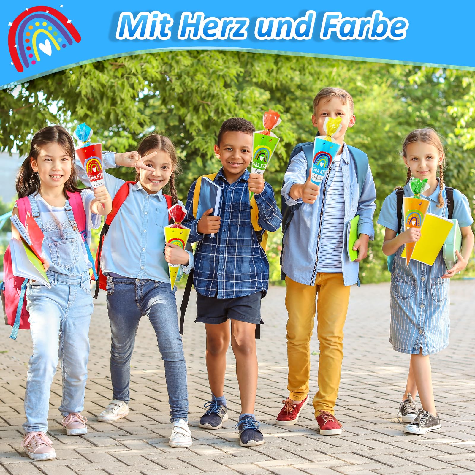 Sacchetti per la scuola 28 cm, mini sacchetti da riempire, zucchero colorato