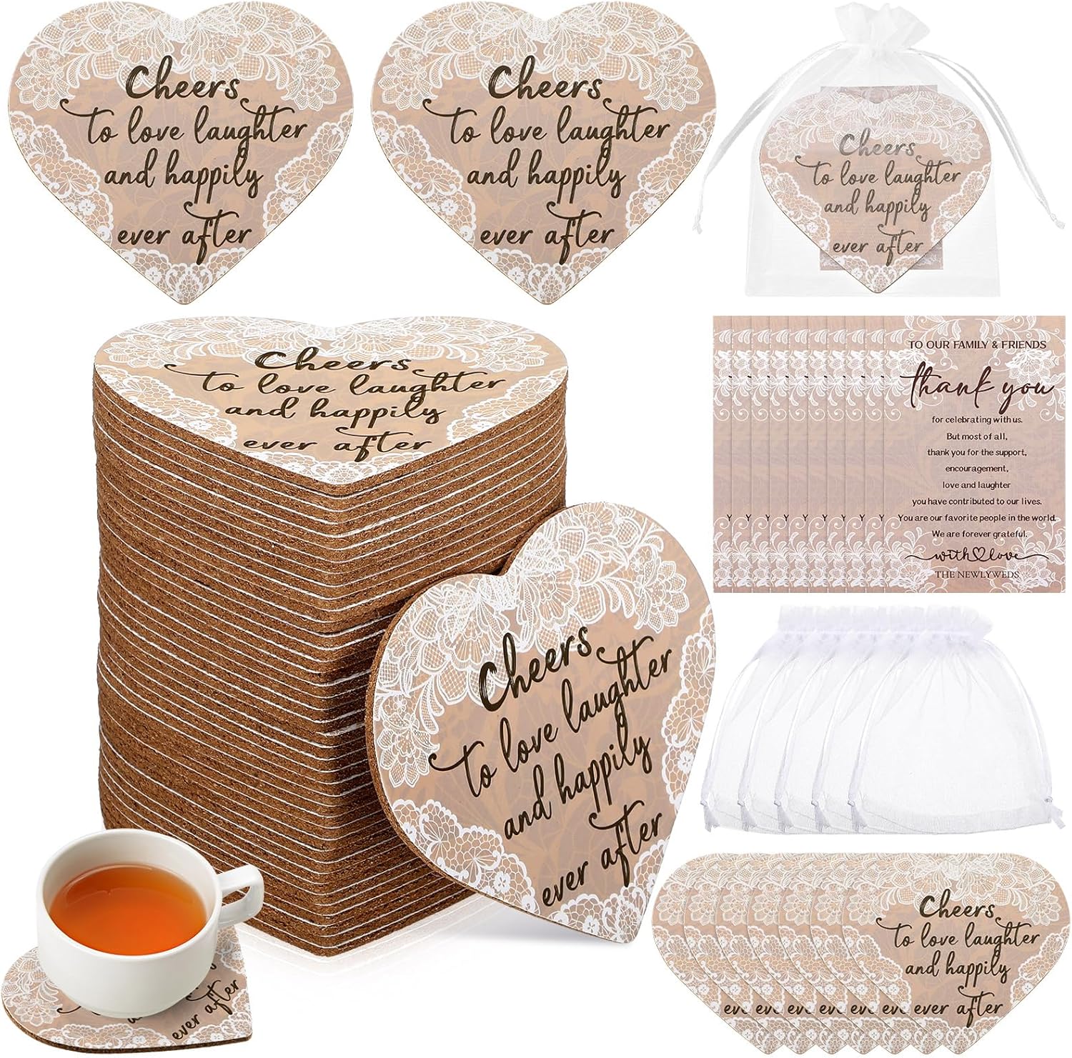 Hushee Wedding Favors Cork Coasters Set