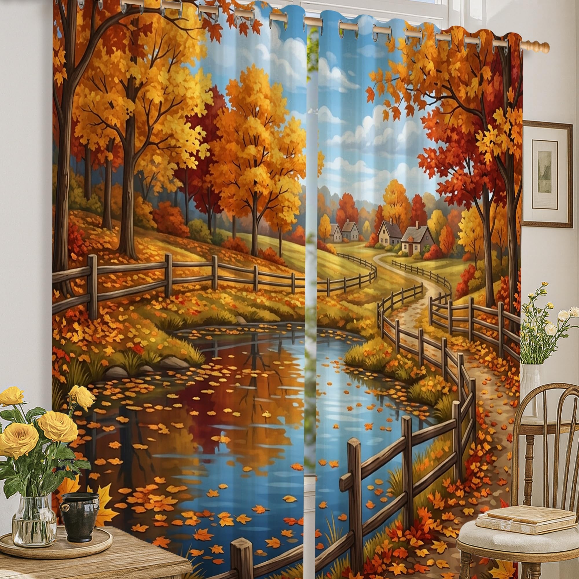 Rideaux occultants de style rustique avec finitions haut de gamme coloris orange
