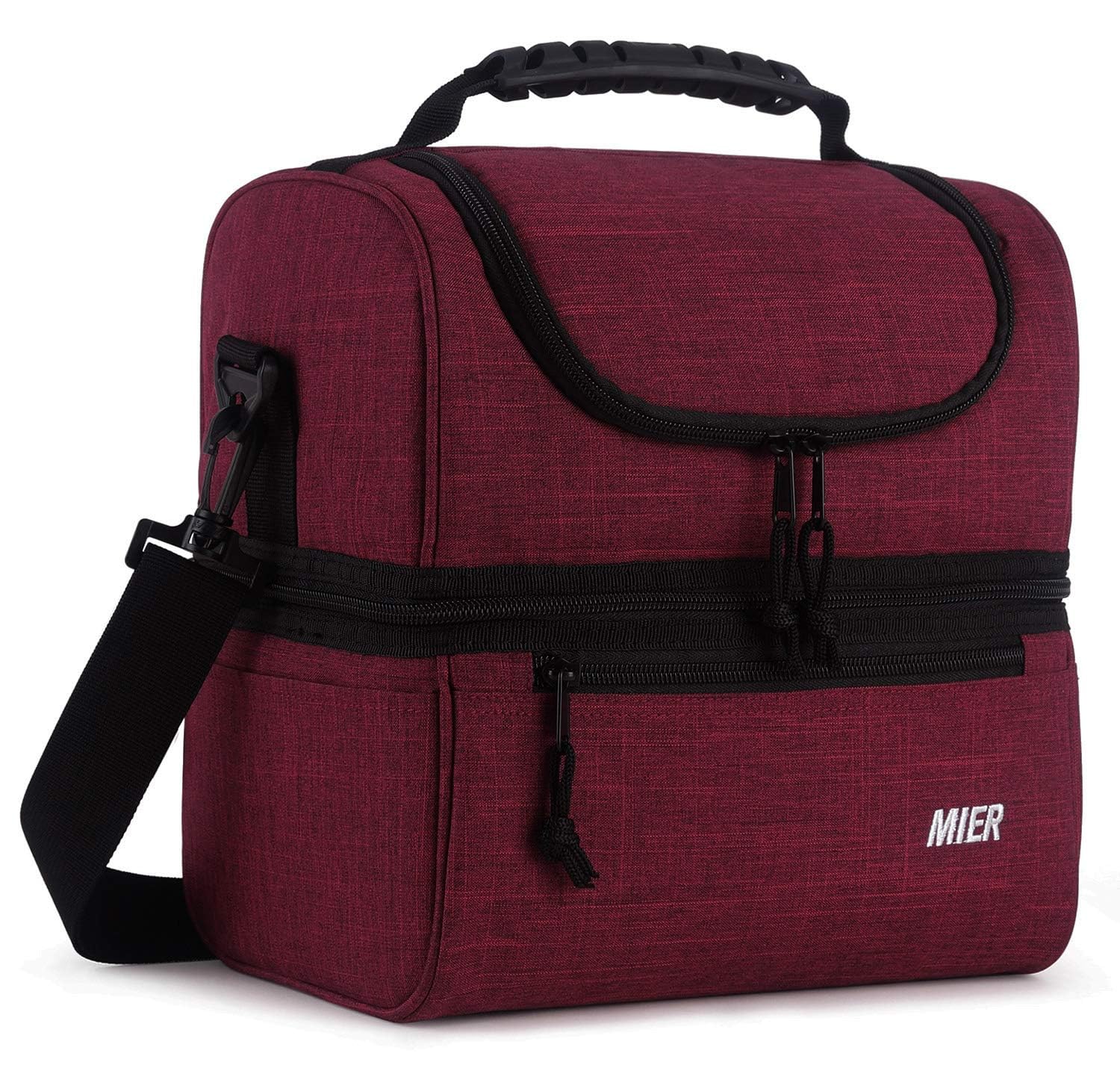 MIER Grand sac fourre-tout isotherme pour homme, femme, double étage, rouge foncé
