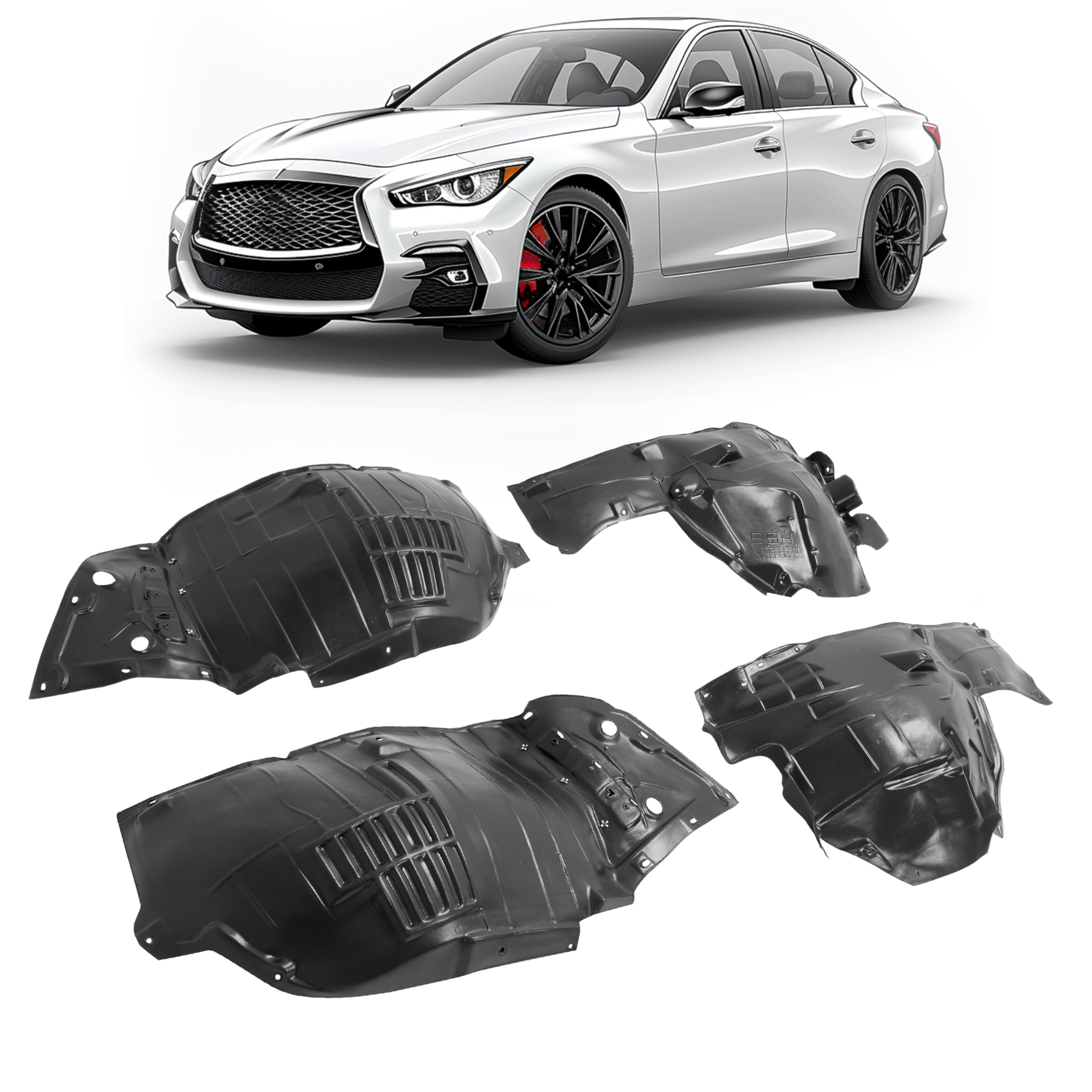JMTAAT Front Fender Liner Inner Panel Compatible with 2014-2023 Infiniti Q50 Replacement for 638404GA0B 638414GA0B 638404GA0A 638414GA0A Wheel Liner