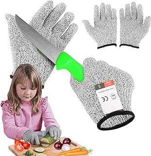 2 Paar Schnittschutzhandschuhe Kinder Schnittschutz Handschuhe Leistungsfähiger Level 5 Schutz Schnitzhandschuh Kinder Schnittfeste Handschuhe Kinder Arbeitshandschuhe，XS (Geeignet für 5-8 Jährige)