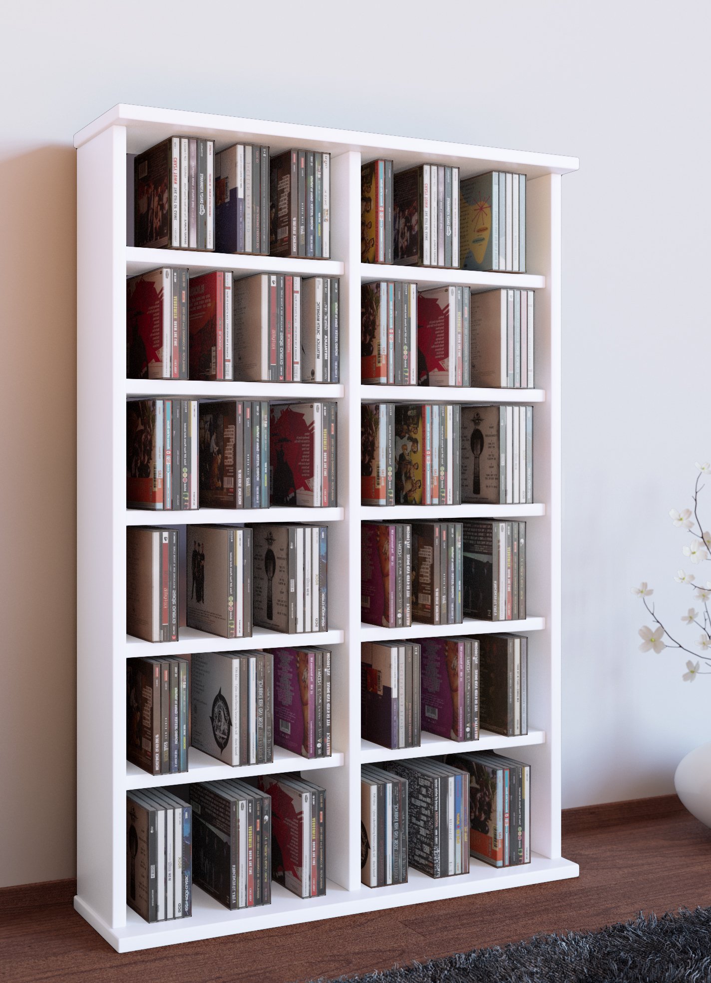 VCM Regal Schrank DVD CD Rack Medienregal Medienschrank Aufbewahrung Holzregal Standregal Möbel in 6 Farben "Ronul"