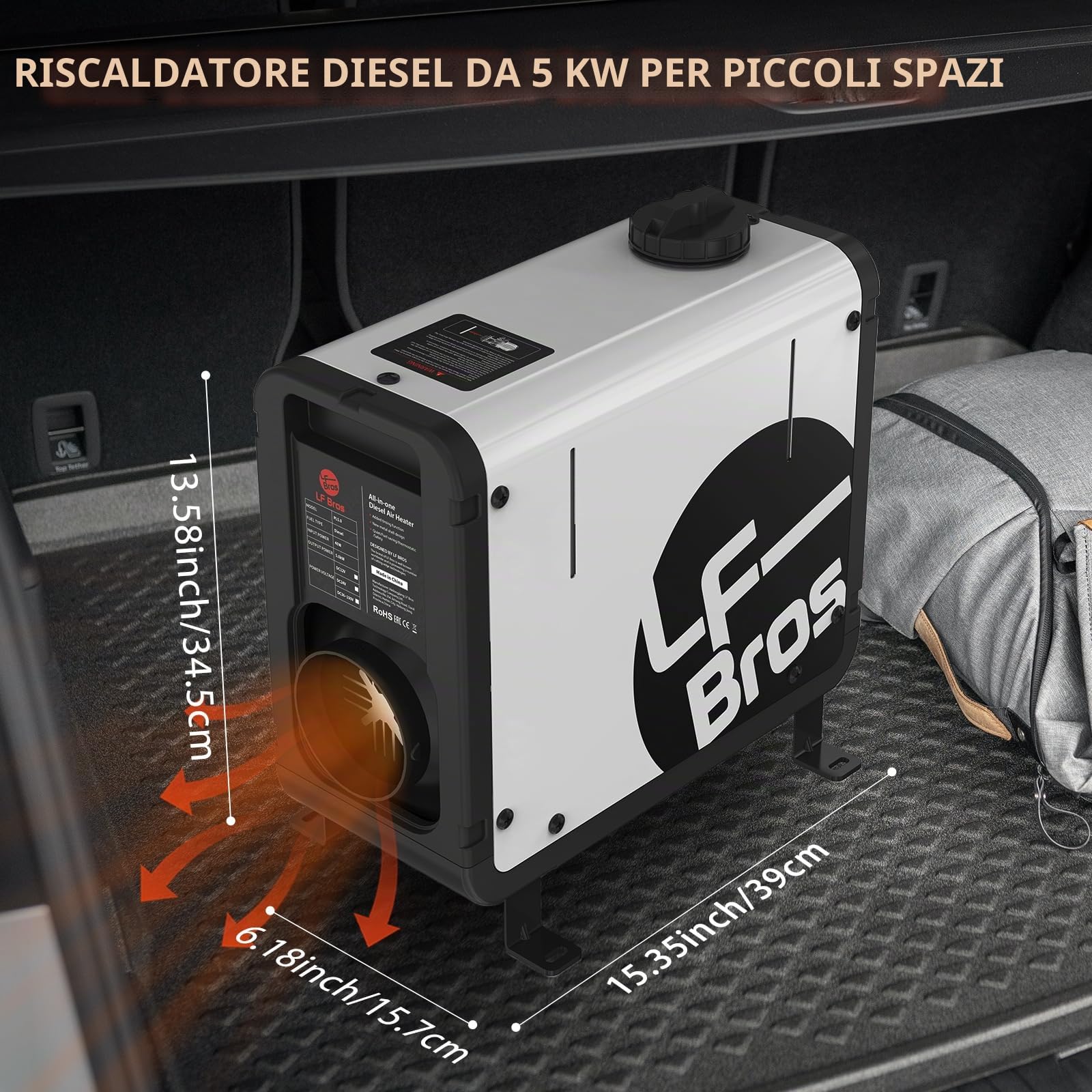 LF Bros Riscaldatore Diesel Portatile 5kw, 12V/24V/220V d'Aria di Parcheggio, Notturno Con Timer Interruttore LCD per RV, Camion, Tenda, Garage (Bianco)