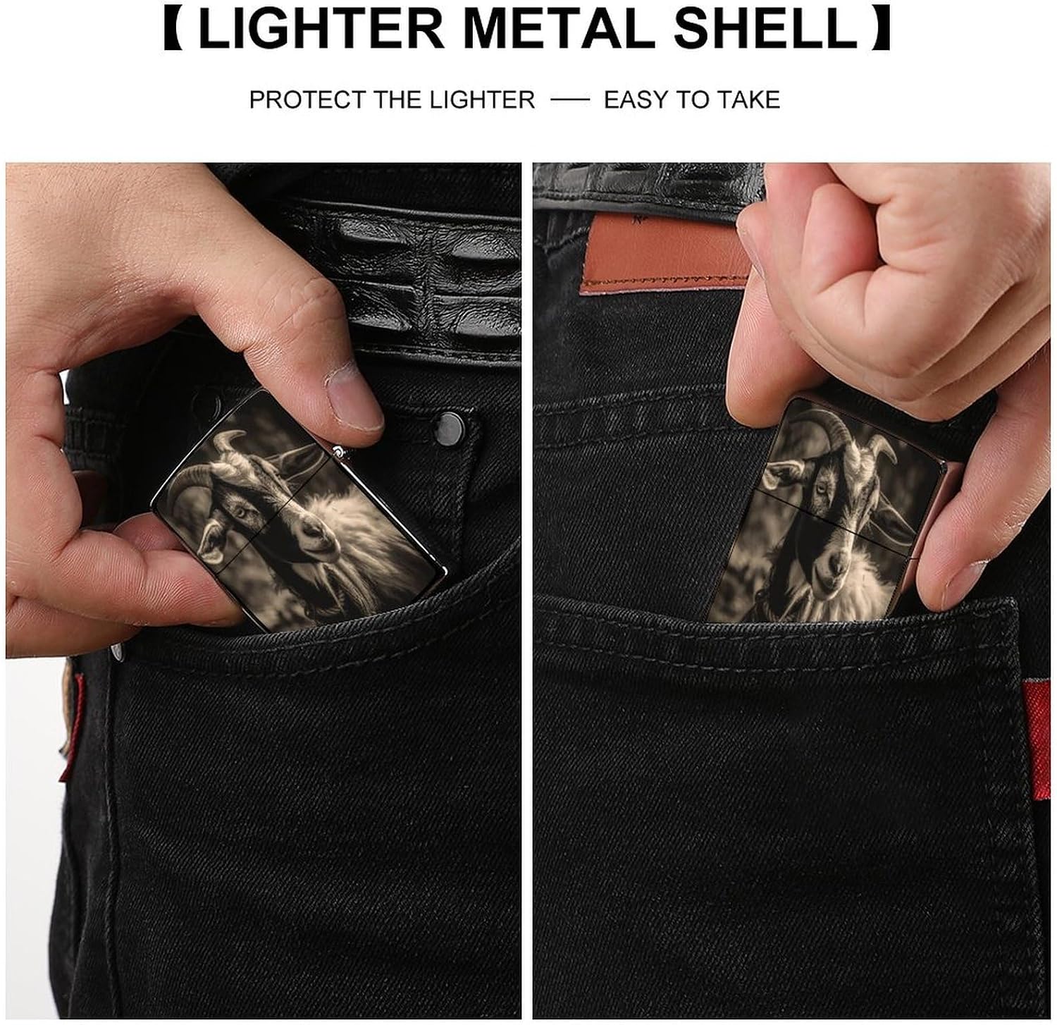 Black and White Goat Lighter Case Cover Lighter Shell