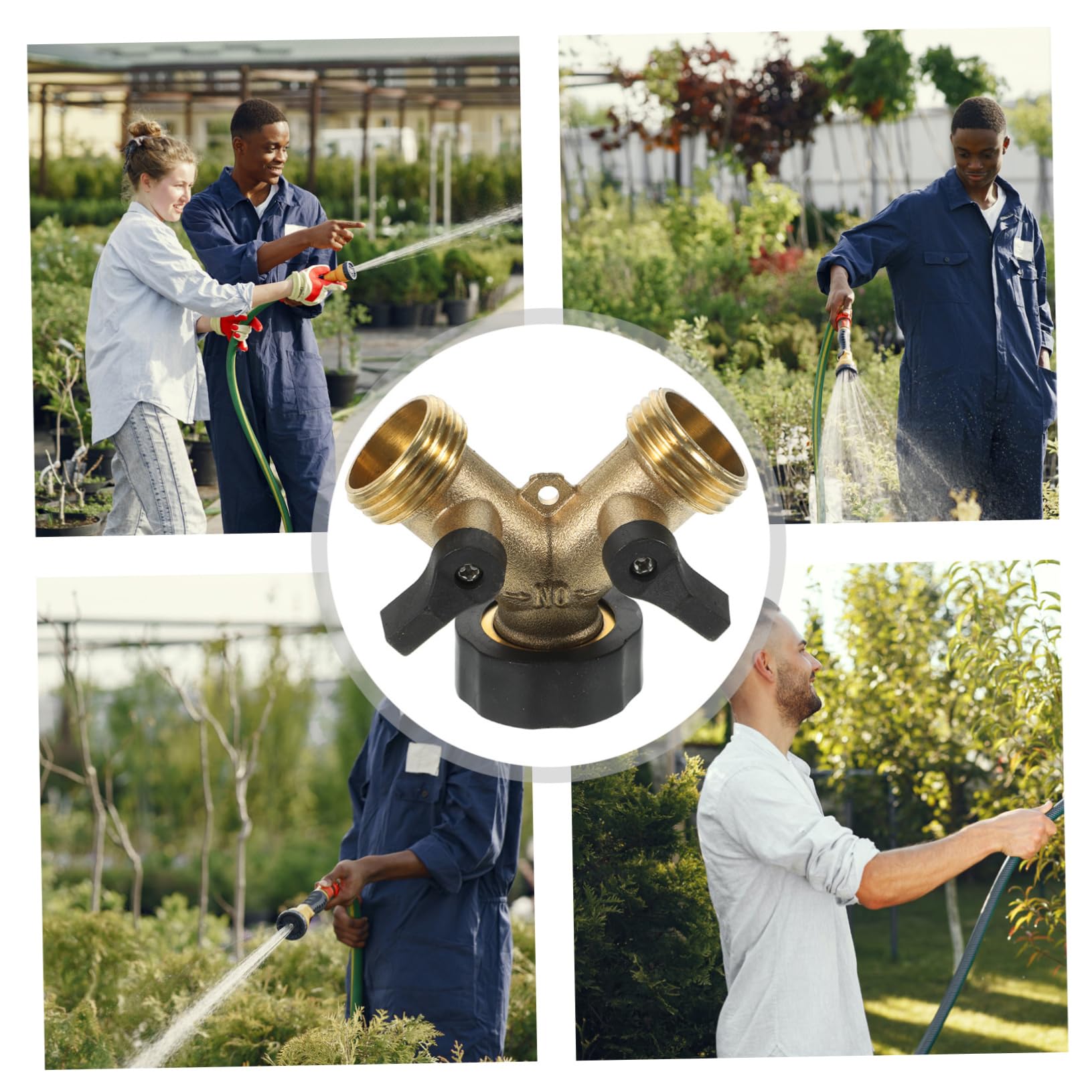 Abaodam 2 Stück Messing Schlauchverbinder Y-verteiler Gartenschlauch Schnellkupplung mit Durchflussregler für Garten Bewässerung Autowäsche und Outdoor Einsatz