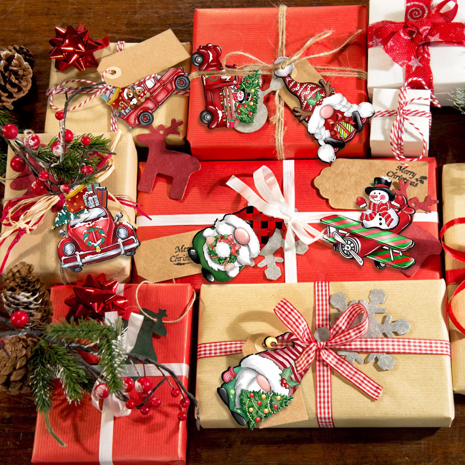 24 Pezzi Di Decorazione Per Albero Di Natale In Legno Da 7 Cm, Decorazione Per Albero Di Natale, Ciondolo In Legno Per Albero Di Natale, Ciondolo Natalizio, Decorazione Per Albero Di Natale