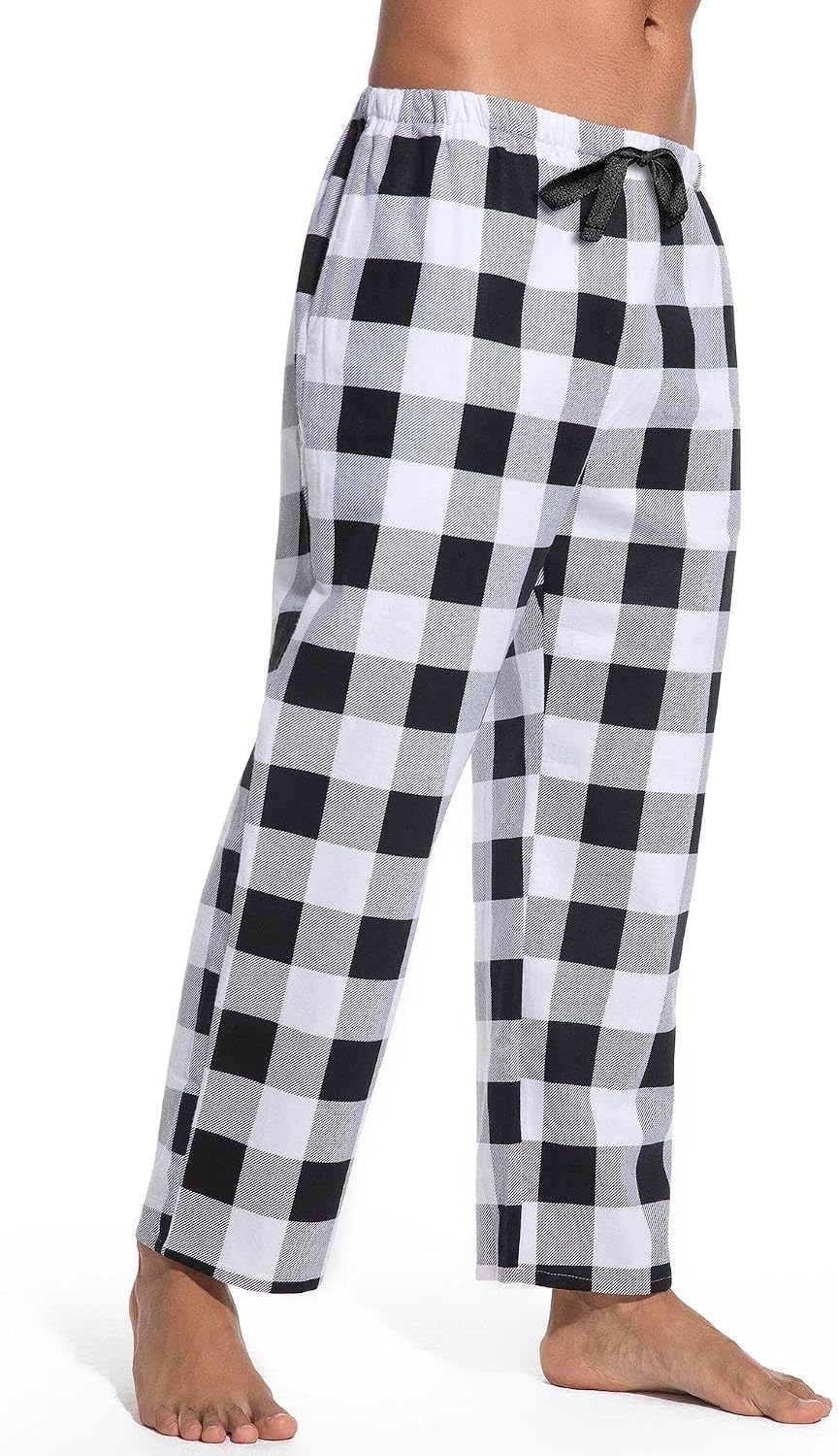 ENJOYNIGHT Mens Flannel Pajama Pants 100% Cotton Lounge Bottoms Plaid Pjs