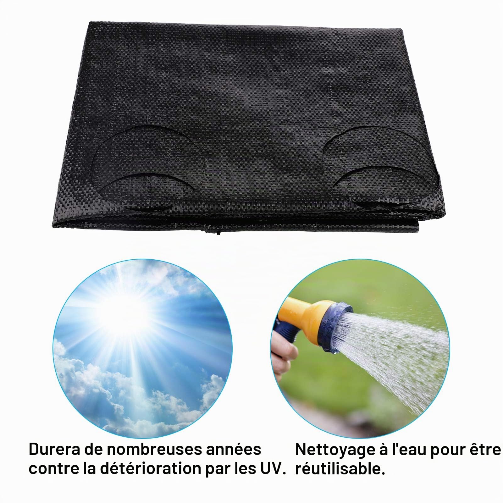 Lot de 2 barrières de Jardin en Tissu d'aménagement paysager avec Trous de Plantation - 0,9 x 3,9 m - Très résistantes - pour Le contrôle de l'érosion du Sol - Stabilisées aux UV (2 Pack)