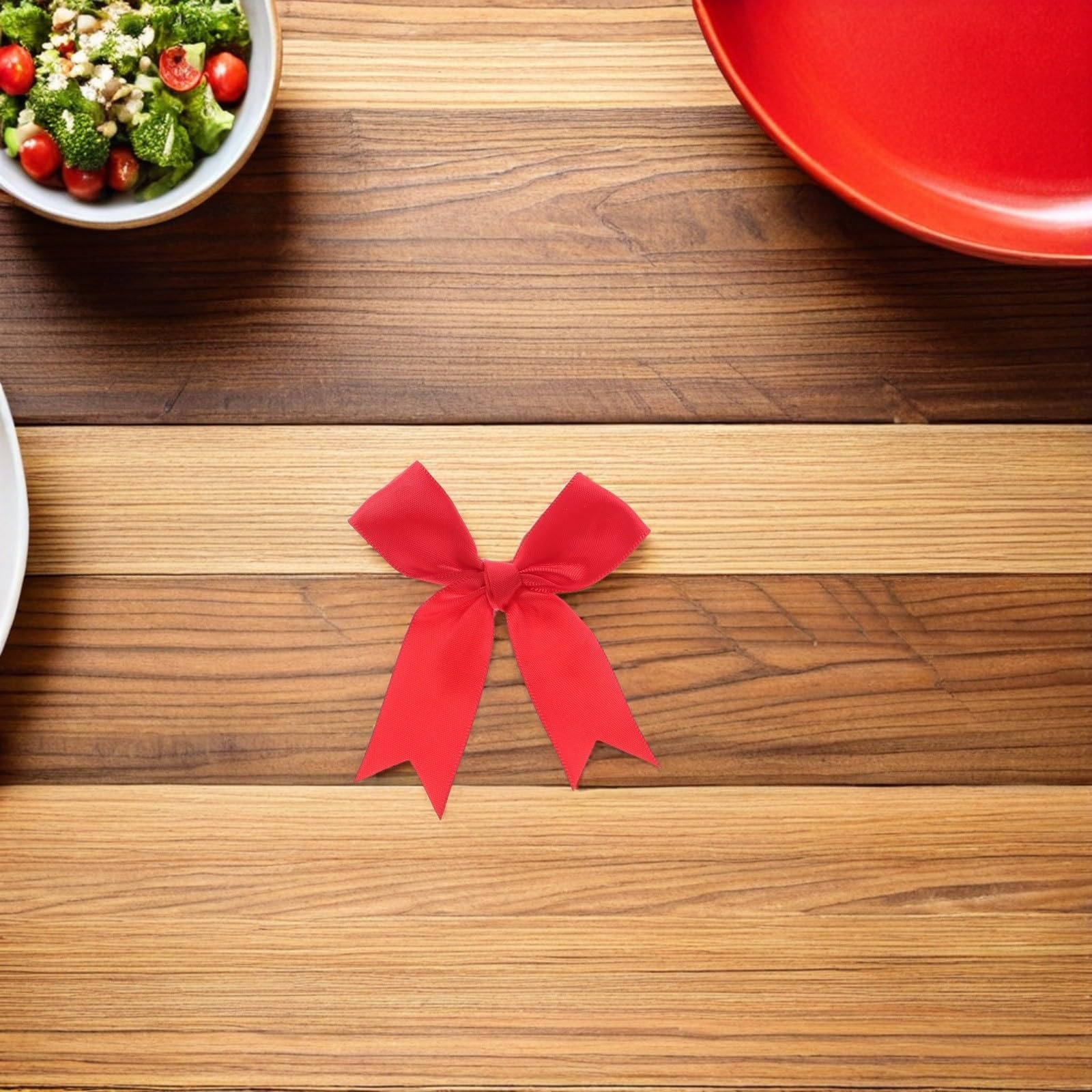 Healvian 250 Stück Handgefertigte Rote Kleiner Schleifen aus Polyester mit Vorgebundener Befestigung für Tortendekoration und Süßigkeitentüten zu Weihnachten und Hochzeit
