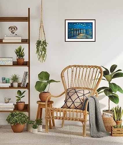 Miniatura 7 de ART.COM Lienzo decorativo para pared, diseño de Noche en el Ródano, de Vincent van Gogh, decoración escénica, 18 x 12 pulgadas