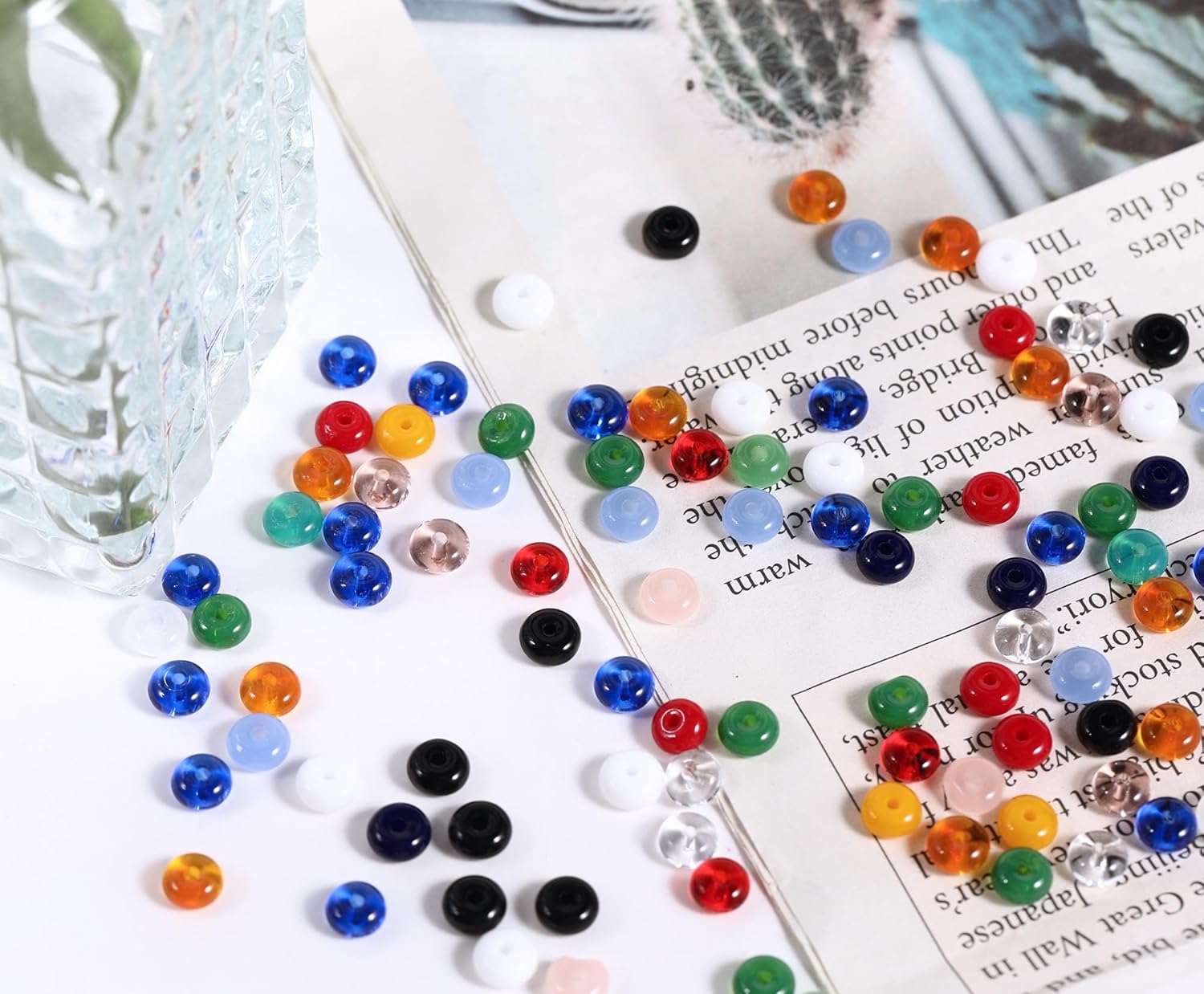 300Pcs Glass Beads Flat Round 3x6mm for DIY Jewelry Accessories Bracelet Necklaces Key Chain Earrings Mobile Phone Chain Making Supplies (Mixed Color) - Image 6