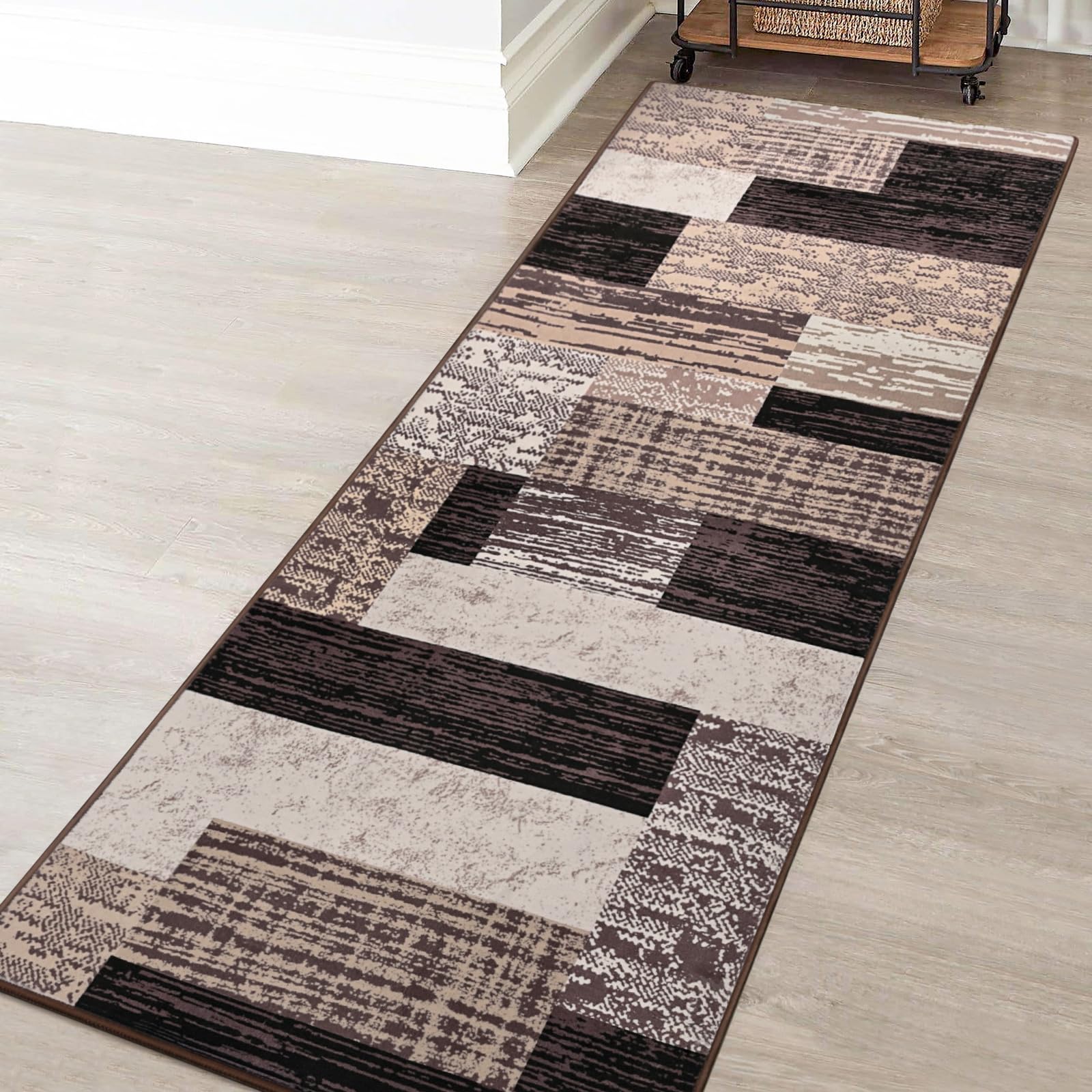 Amazon.com: FlyDOIT Modern Geometric Patchwork Area Rug, 2x6 Chocolate ...