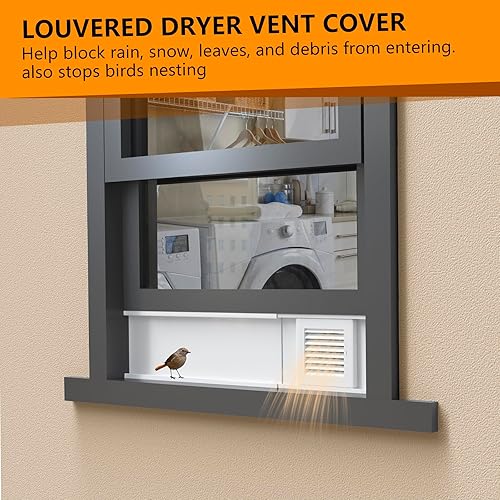 Miniatura 3 de LBG Products Kit de ventana de ventilación para secadora con cubierta de ventilación con listones resistente a la intemperie para manguera de