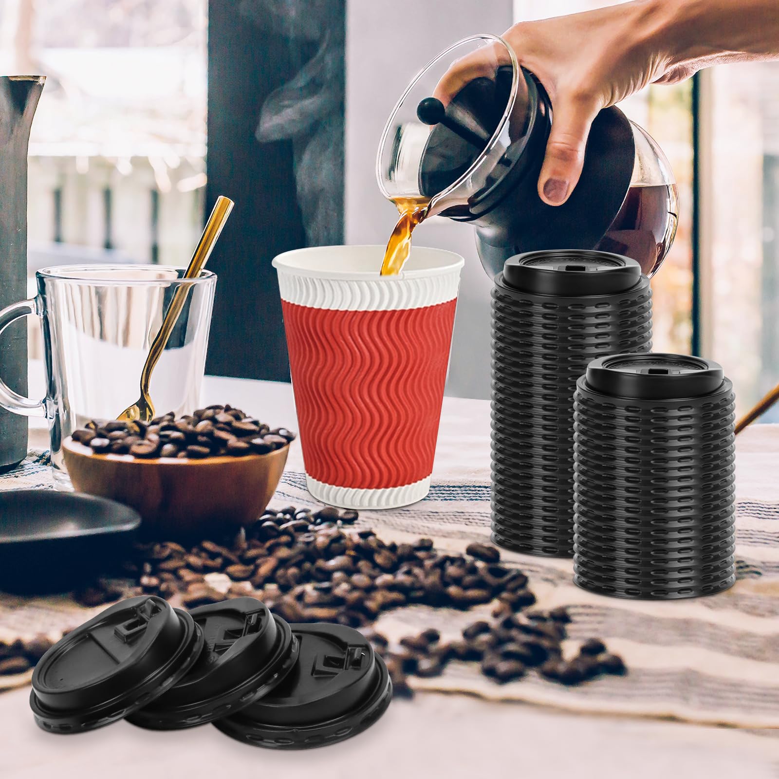 Amazon.co.jp: CZWEST 使い捨てプラスチックドーム蓋 100個パック 10