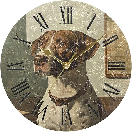 dog Retro Vintage 10 Inch Round modern wall clock non ticking Easy to Read for Living Room Hotel reloj para cocina de pared