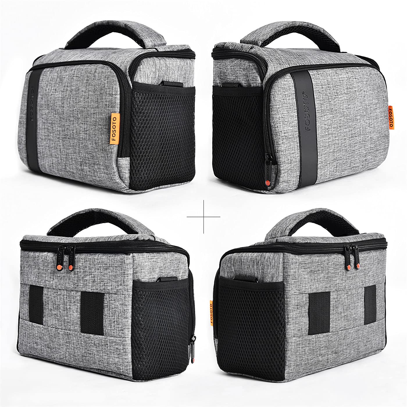 FOSOTO Sac à bandoulière résistant aux chocs pour appareil photo DSLR/SLR avec housse de pluie (noir) Compatible avec Nikon D3500 D5600 D610 D3200 D7500, Canon 2000D 60D 80D 90D 6D MarkII 77D