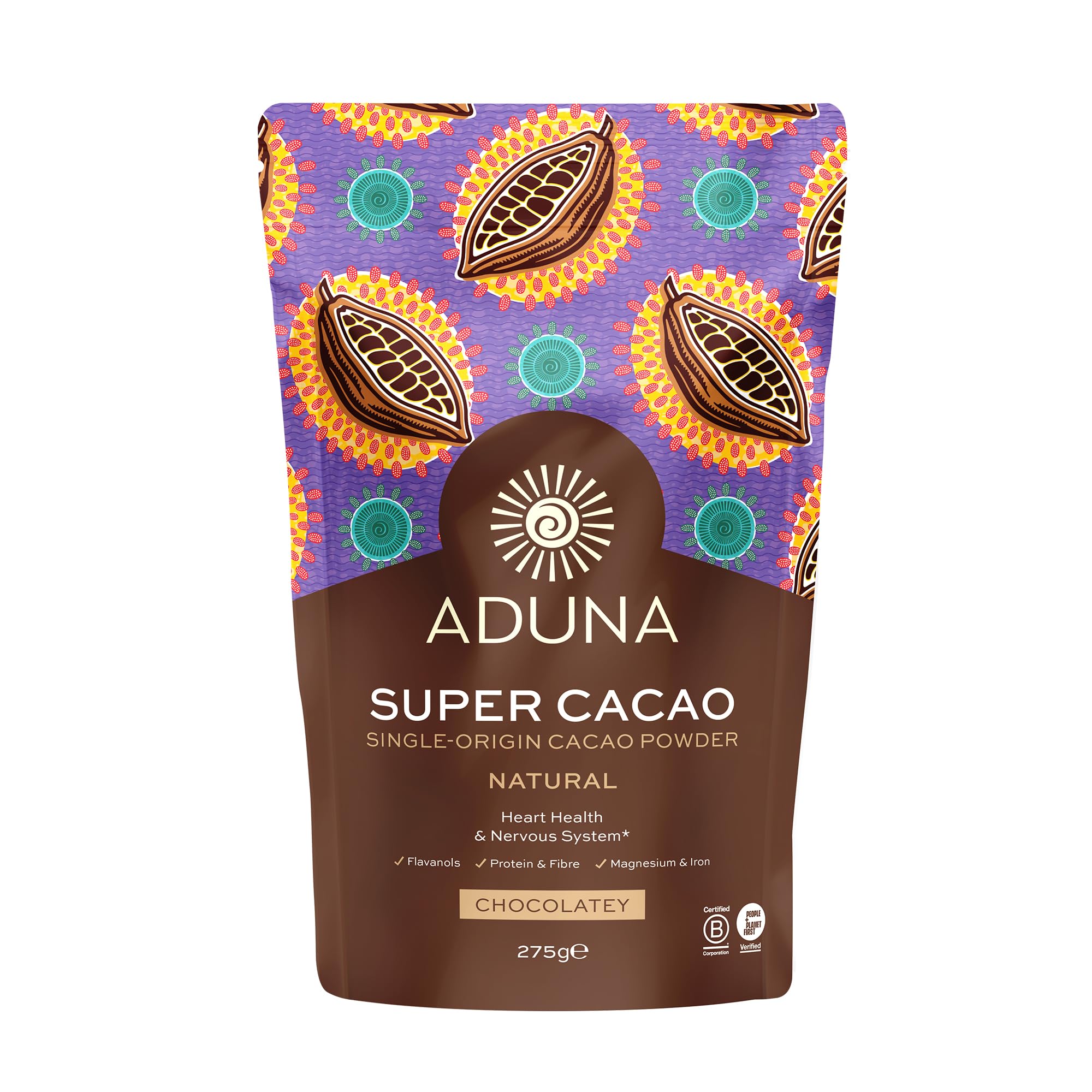 Aduna Super-Cacao Powder | 100% Natural Ghanaian Cacao for Heart Health & Energy Support | Natural Vegan Source of Magnesium, Flavanols & Iron | Superfood for Hot Chocolate, Smoothies, & Baking | 275g