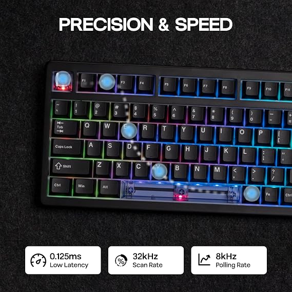 EPOMAKER HE80 Hall Effect Gaming Keyboard 8K Polling & 32K Scan Creamy Gasket DKS SOCD RGB Backlight Hot-Swappable Wired Gaming Keyboard for PC & Mac Black