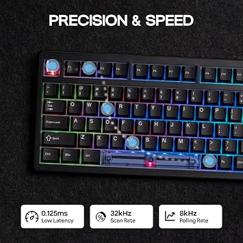 EPOMAKER HE80 Hall Effect Gaming Keyboard 8K Polling & 32K Scan Creamy Gasket DKS SOCD RGB Backlight Hot-Swappable Wired Gaming Keyboard for PC & Mac Black
