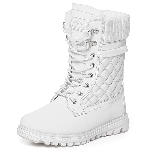 POLAR Womens Memory Foam Outside Pocket Inside Zip Thermal Waterproof Deep Tread Rubber Sole Snow Boots