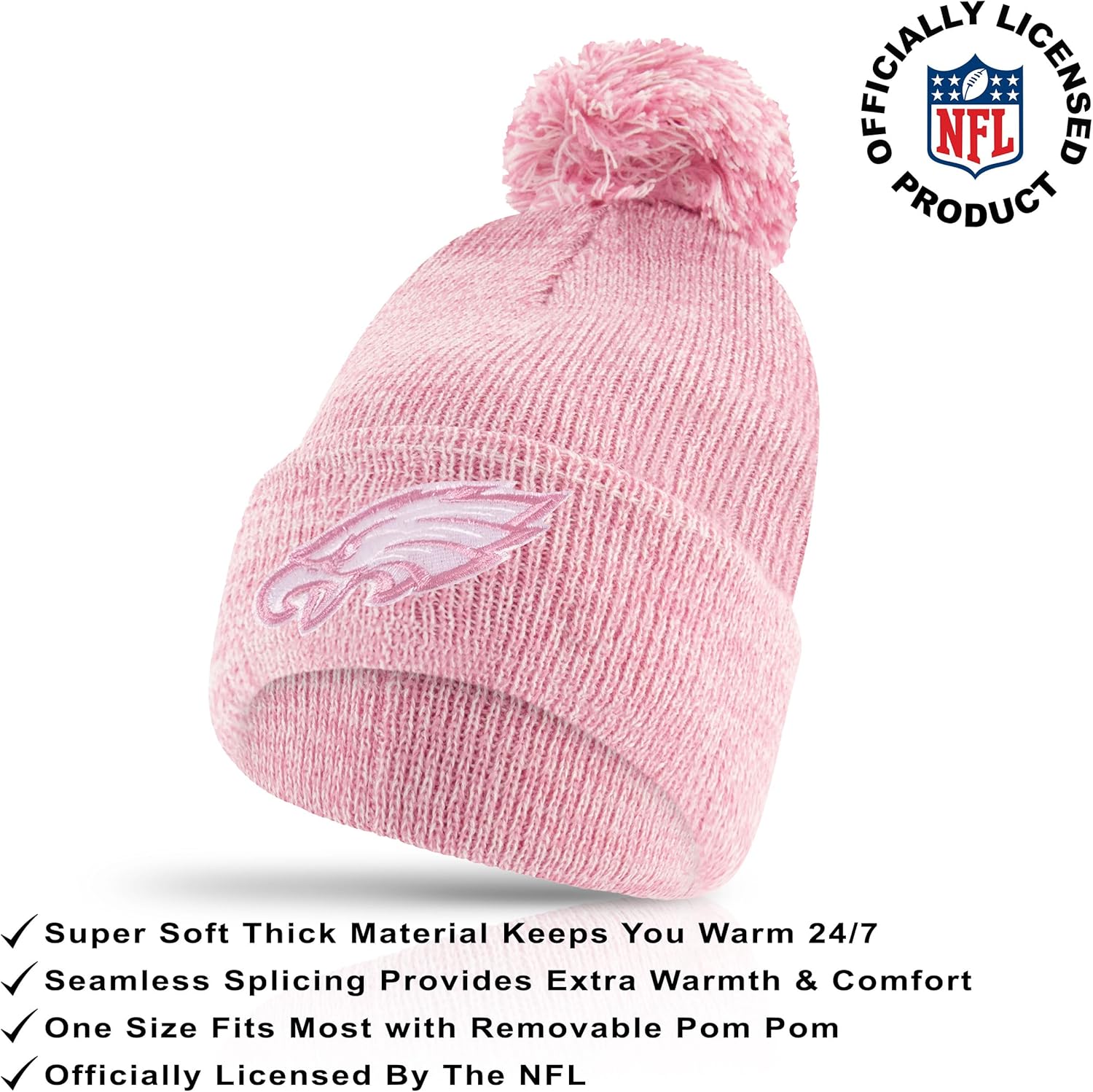Ultra Game Adults NFL Official Super Soft Winter Beanie Knit Hat with Warm Touch Screen Gloves - Image 2