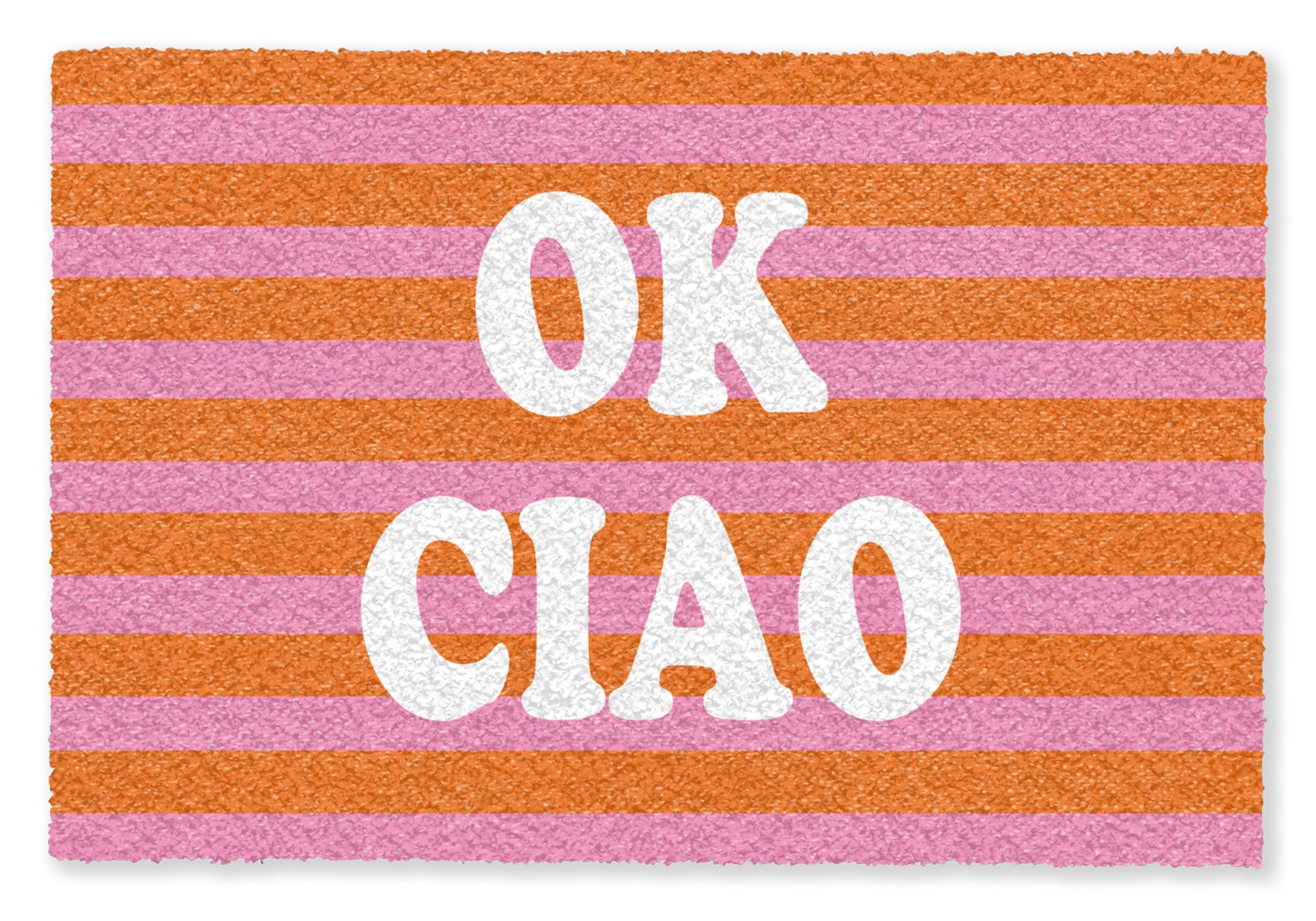 MuchoWow© Fussmatte innen Schmutzfangteppich türmatten Eingang Abtreter Tür | 40x60 cm - Matte für Schuhe Balkon Haustür dünne Schmutzläufer Ciao - Zitat - Streifen